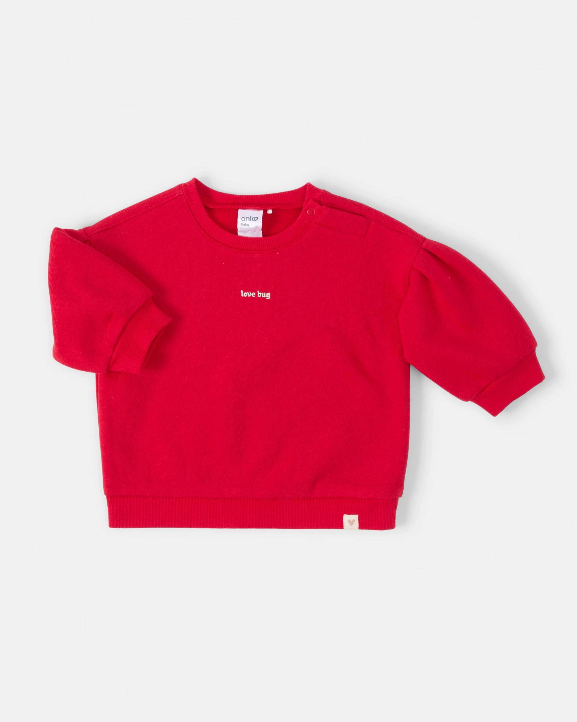 3 Australian Cotton Lantern Sleeve Rib Leggings Set Red Hearts, 3 of 6