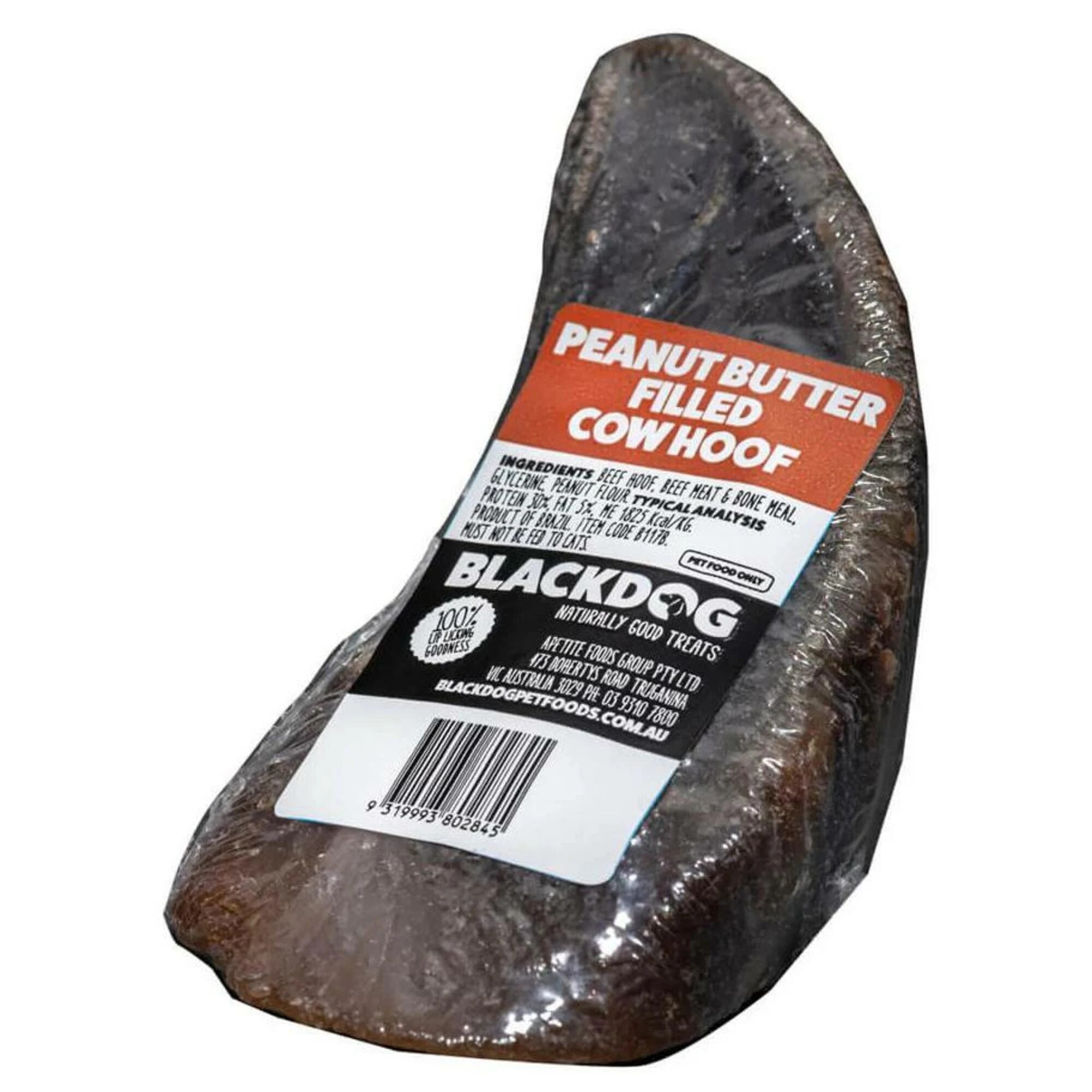 1 Black Dog Filled Cow Hoof - Peanut Butter, 1 of 2
