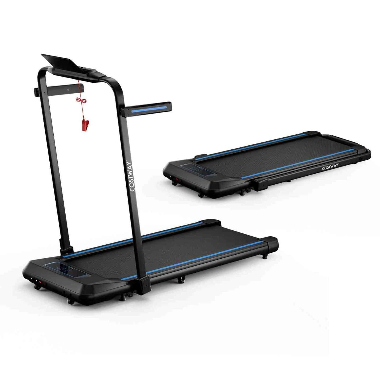 1 Costway 2-in-1 Folding Treadmill Electric Desk Walking Pad Incline Exercise Machine - Blue, 1 of 1