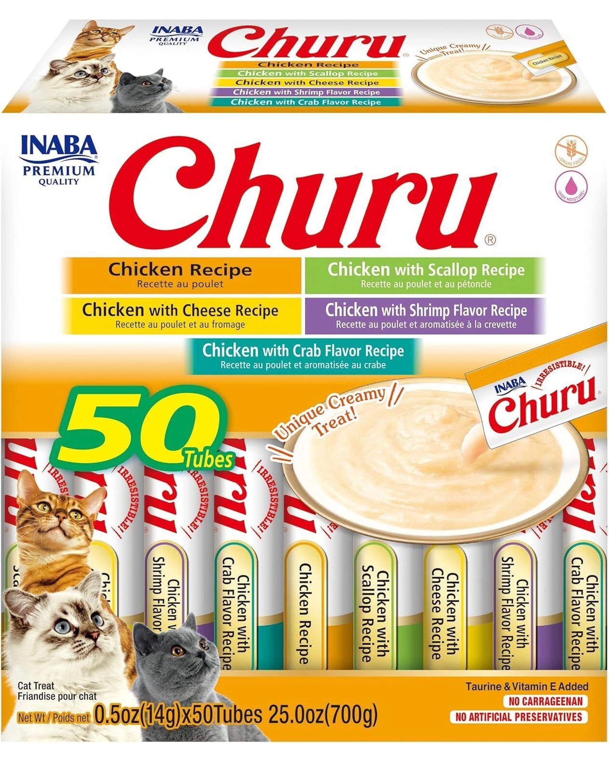 1 Inaba Churu Puree Lickable Cat Treats Chicken Variety Box 50 x 14g, 1 of 7