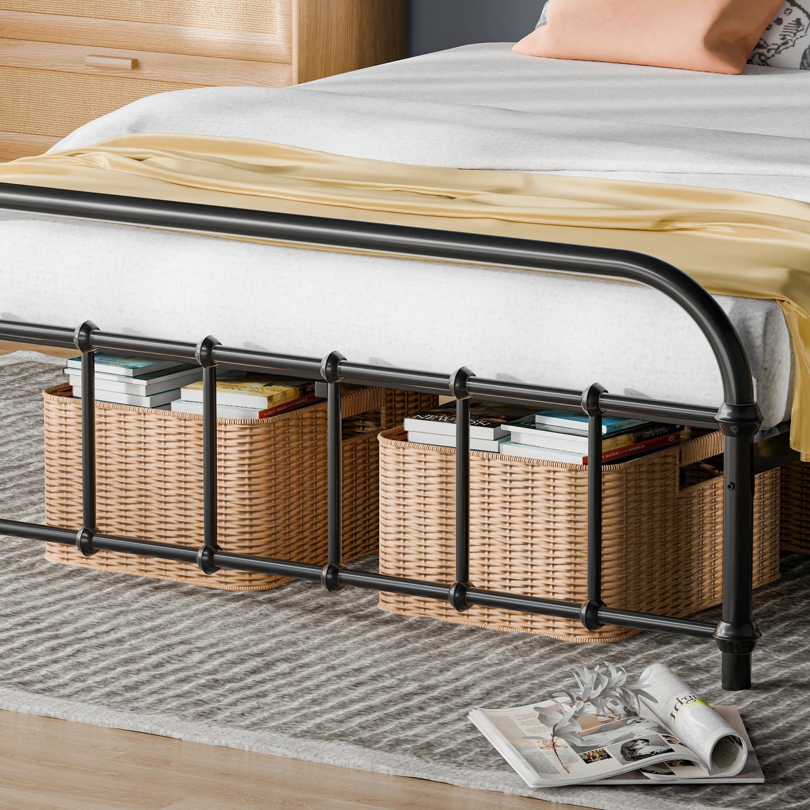 8 Alfordson Metal Bed Frame King Single Mattress Base Industrial Platform - Black, 8 of 10