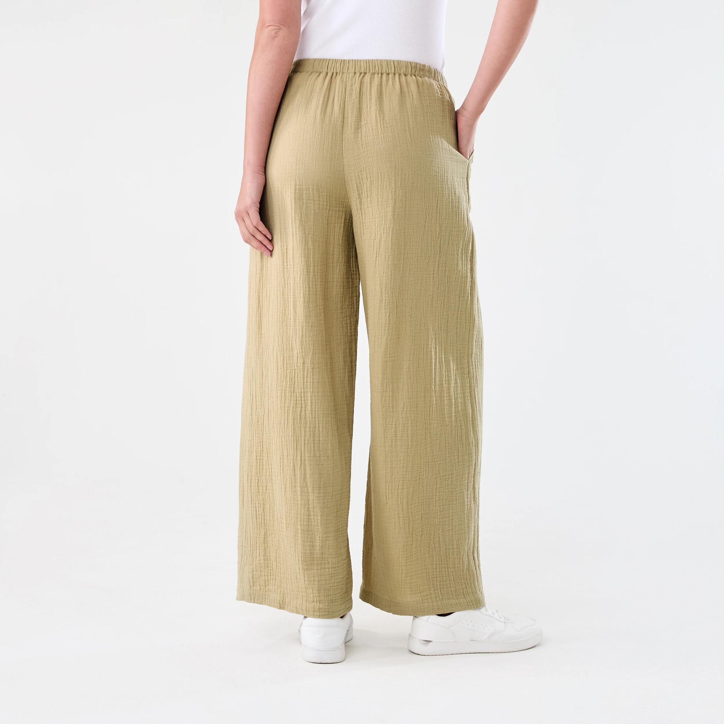 3 Tie Waist Double Cloth Pants Urban Grn, 3 of 5