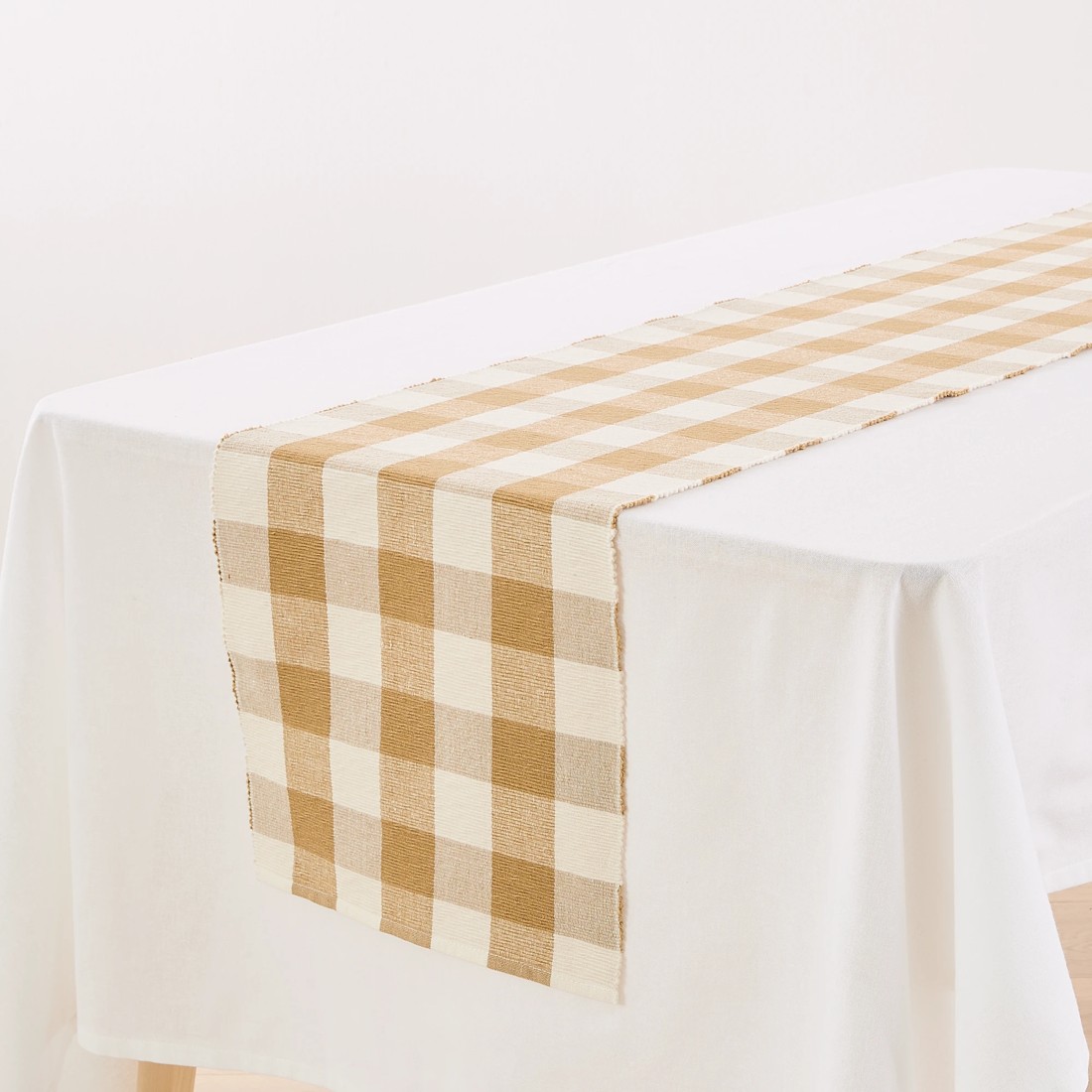 2 Natural Gingham Table Runner, 2 of 5