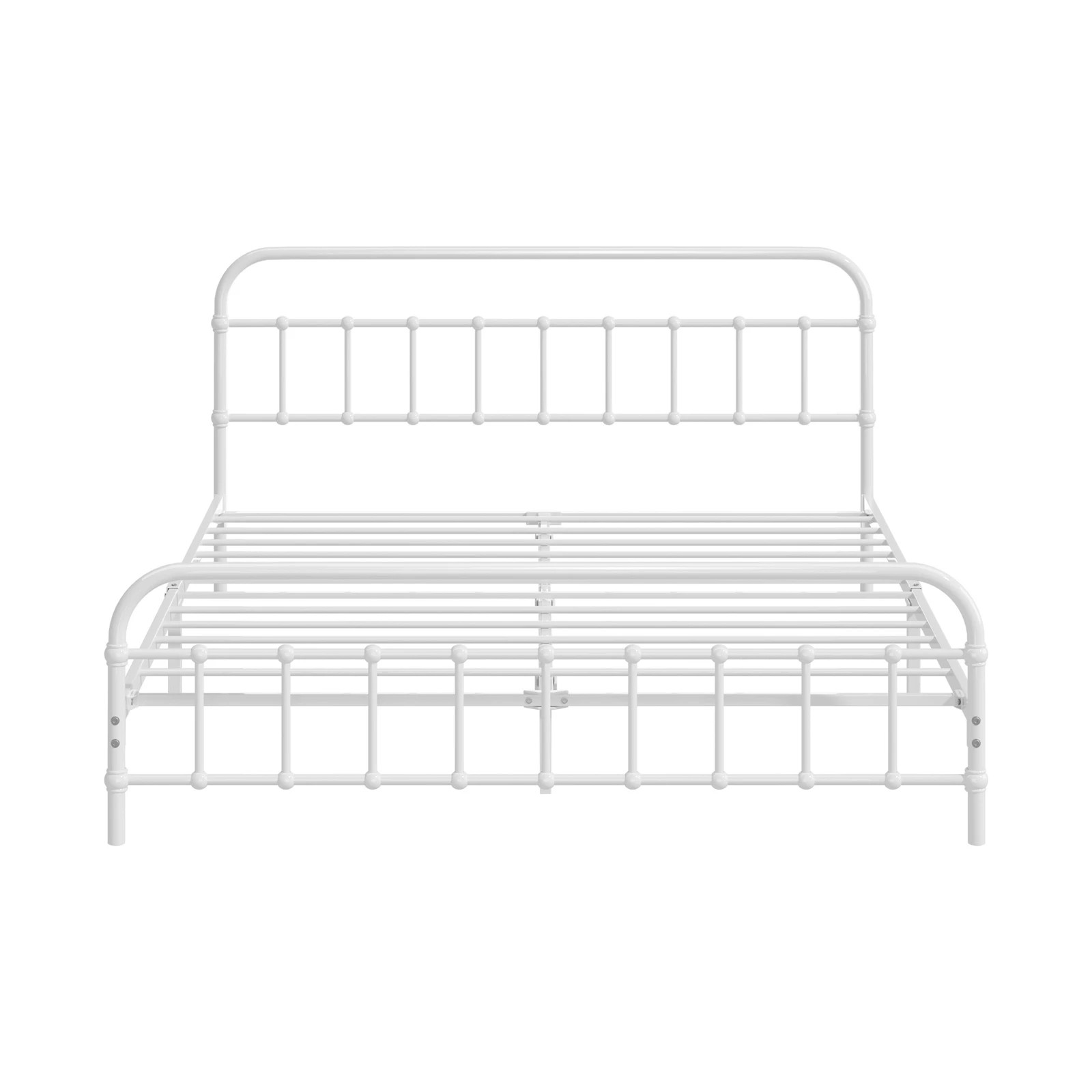 6 Oikiture Bed Frame Metal Bed Base Queen Size Bed Platform
 - White, 6 of 9