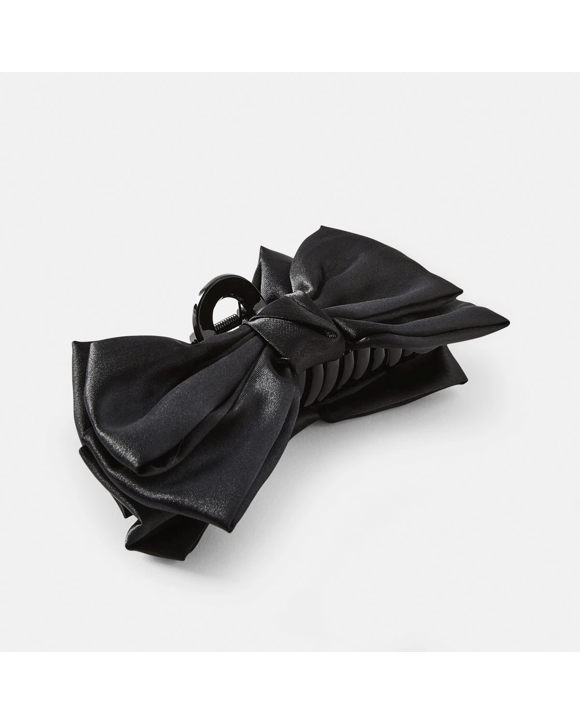 Black Fabric Bow Claw Hair Clip