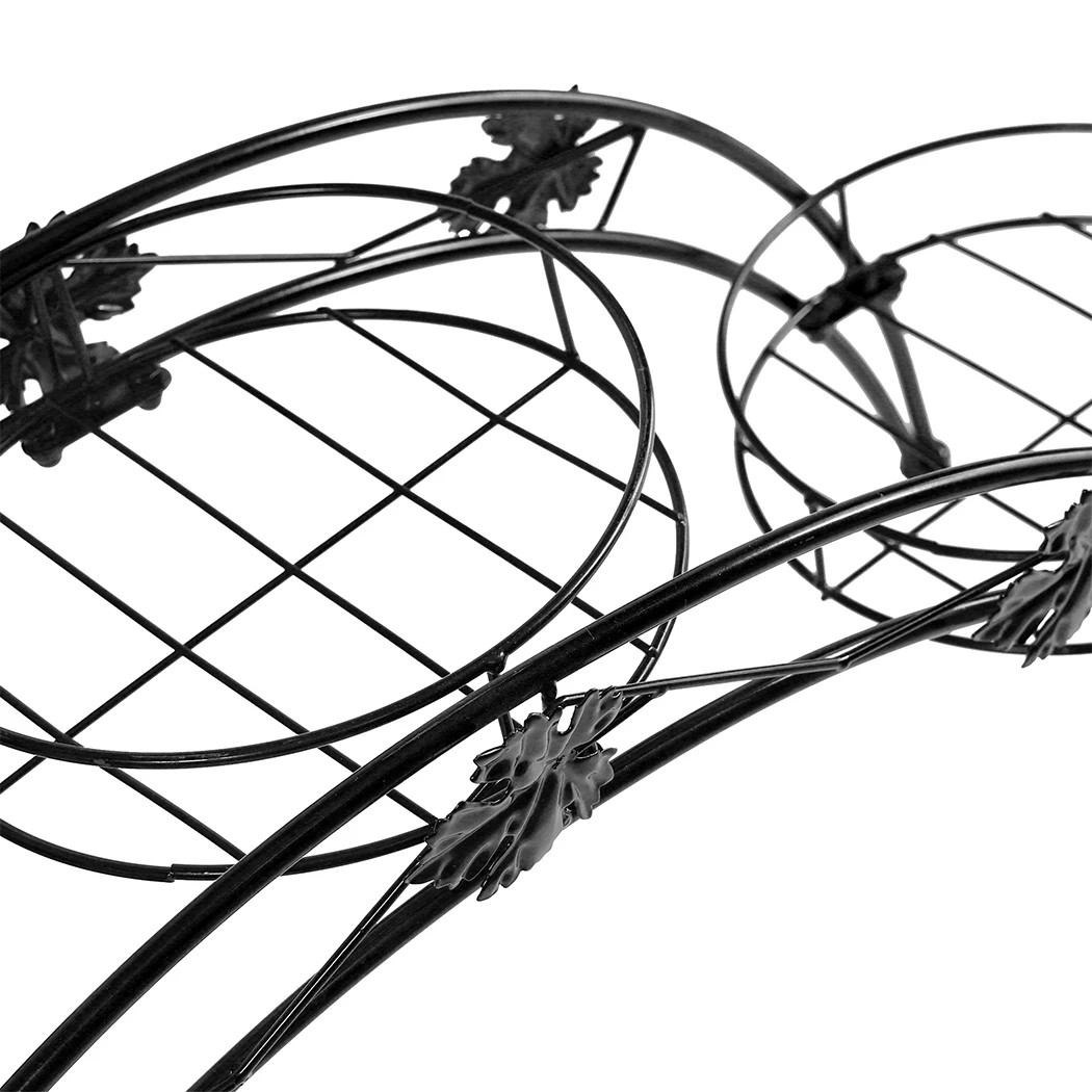 7 Levede Arch Shape Metal Plant Stand with 3 Plant Pot Space - Black, 7 of 8