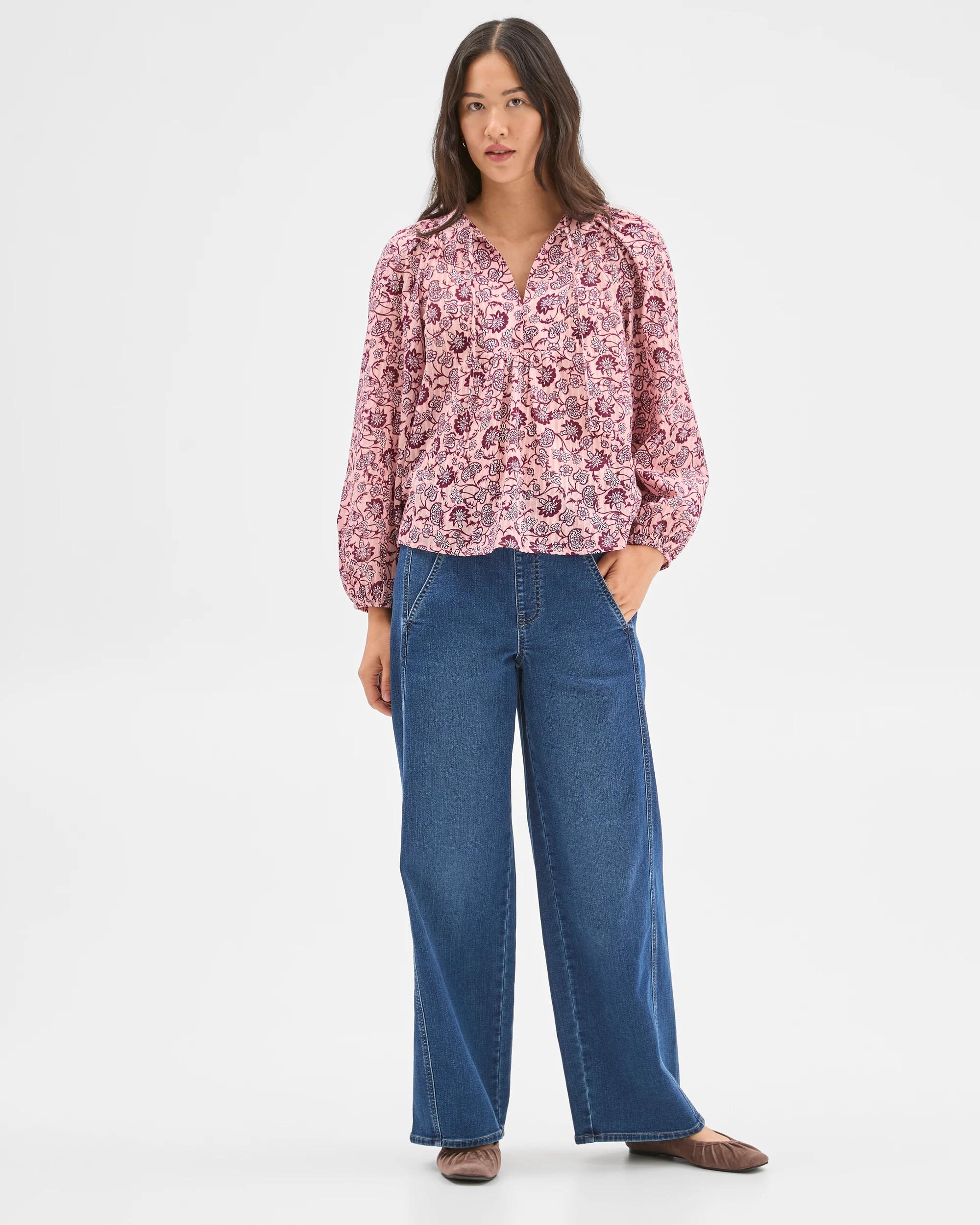 2 Target Woman Australian Cotton V-Neck Print Blouse SOFT BLUSH FLORAL, 2 of 5