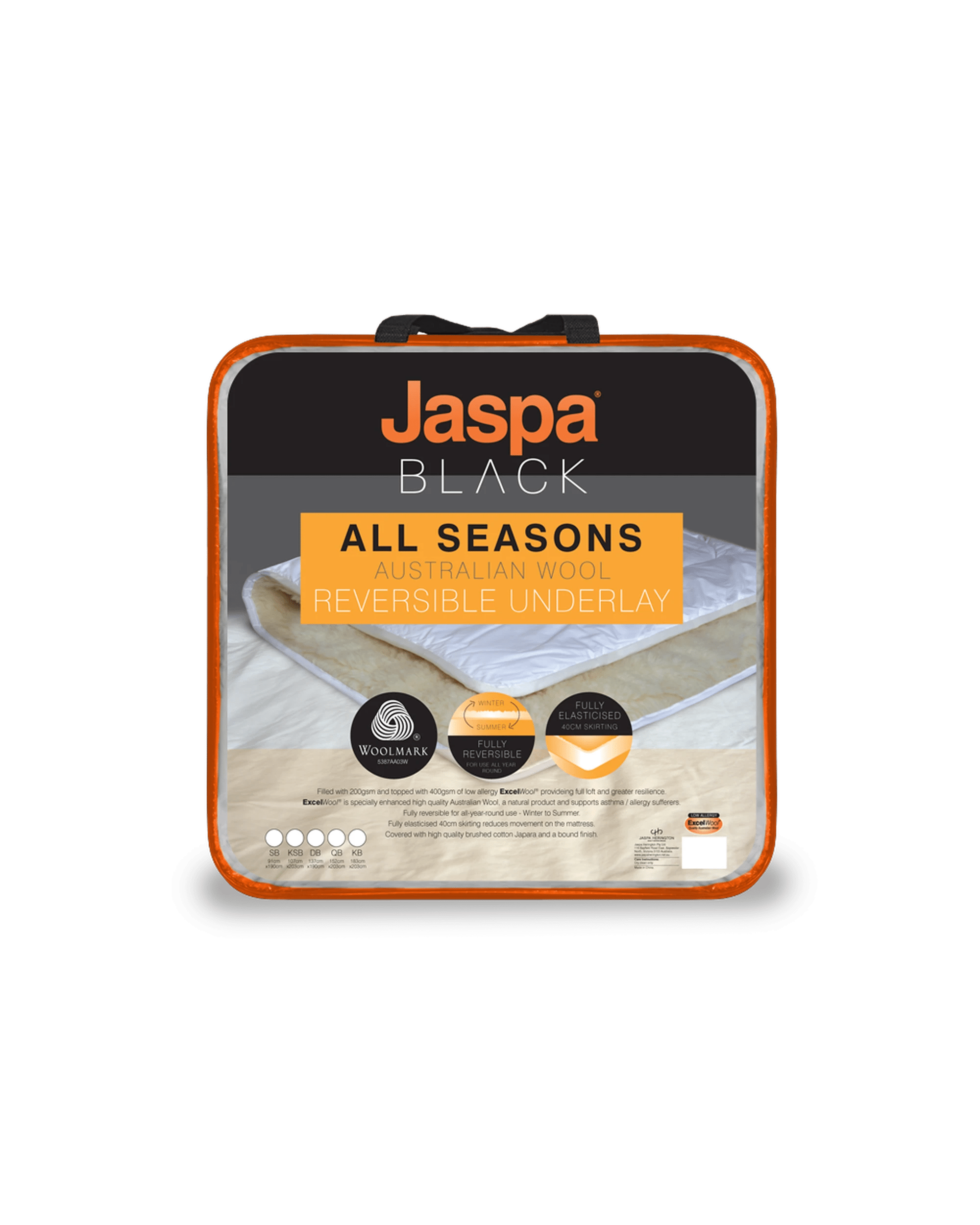 1 Jaspa Black All Seasons Reversible Wool Underlay (Queen) - Beige, 1 of 2