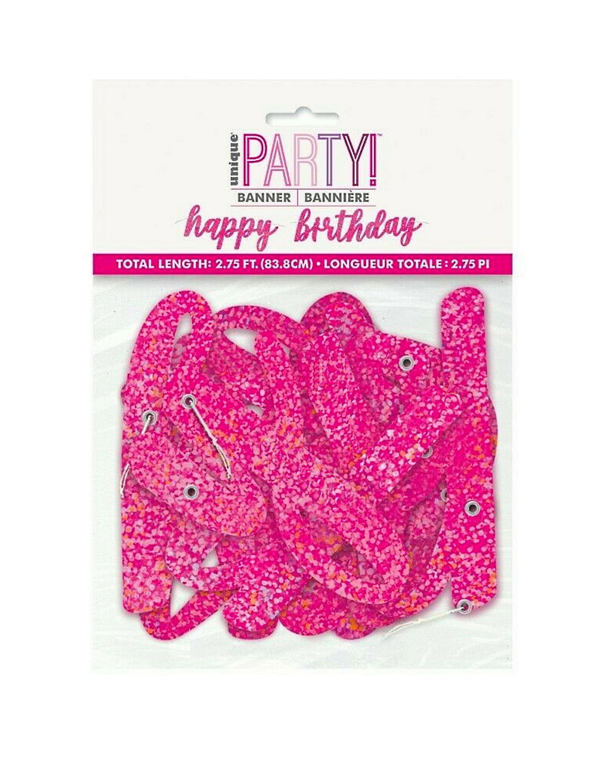 2 Unique Hot Prismatic Happy Birthday Letter Banner 83.8cm - Pink, 2 of 2