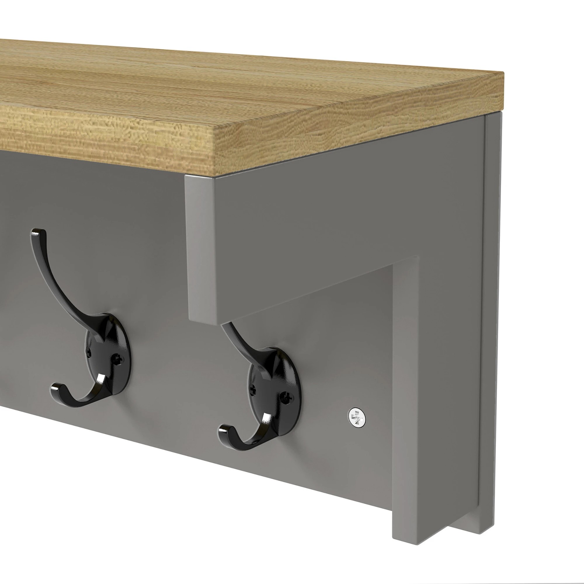 4 Levede Coat Rack Wall Mounted Shelf 7 Double Hooks - Grey, 4 of 9