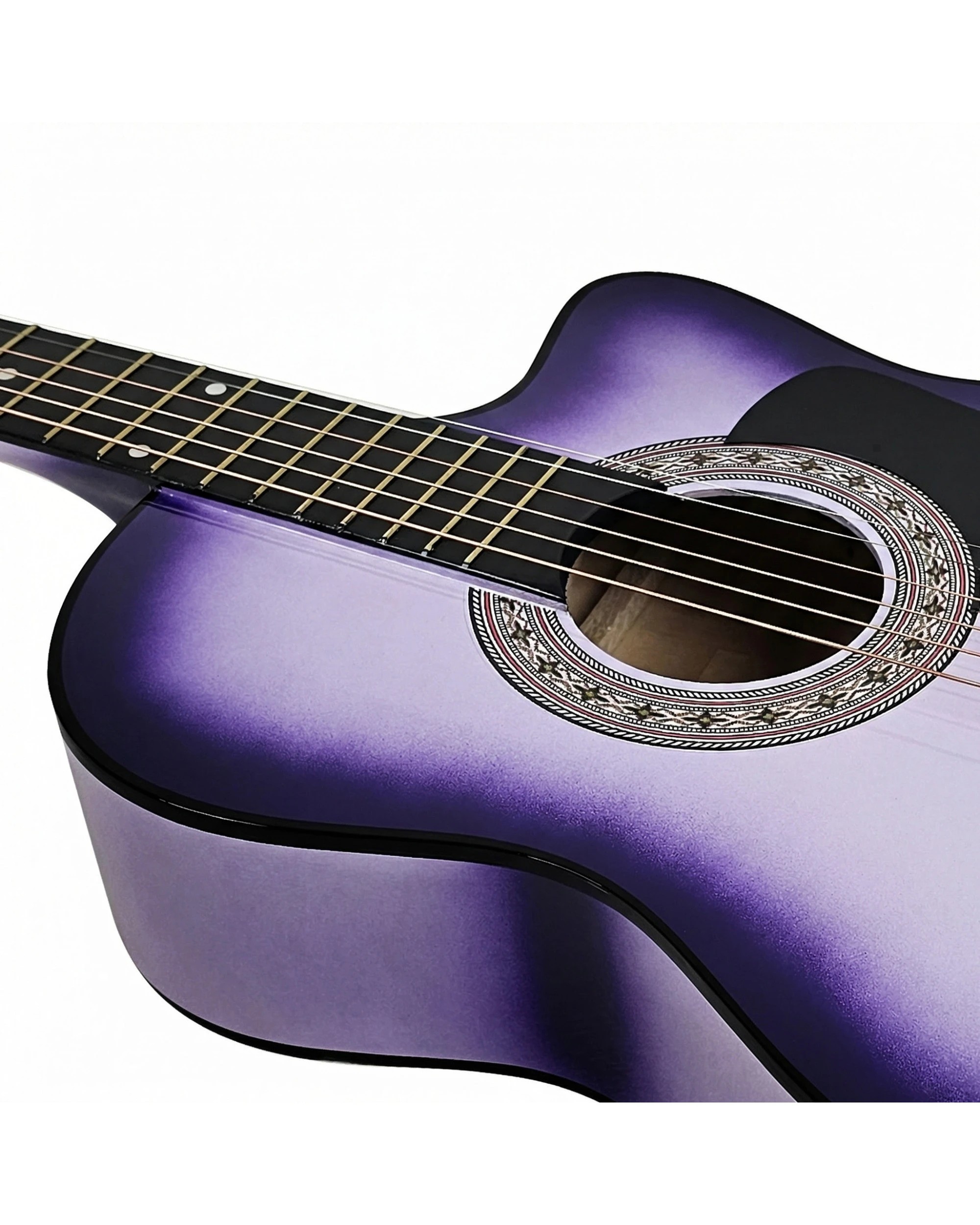 9 Karrera 38in Cutaway Acoustic Guitar with Guitar Bag in Purple Burst - Purple, 9 of 10