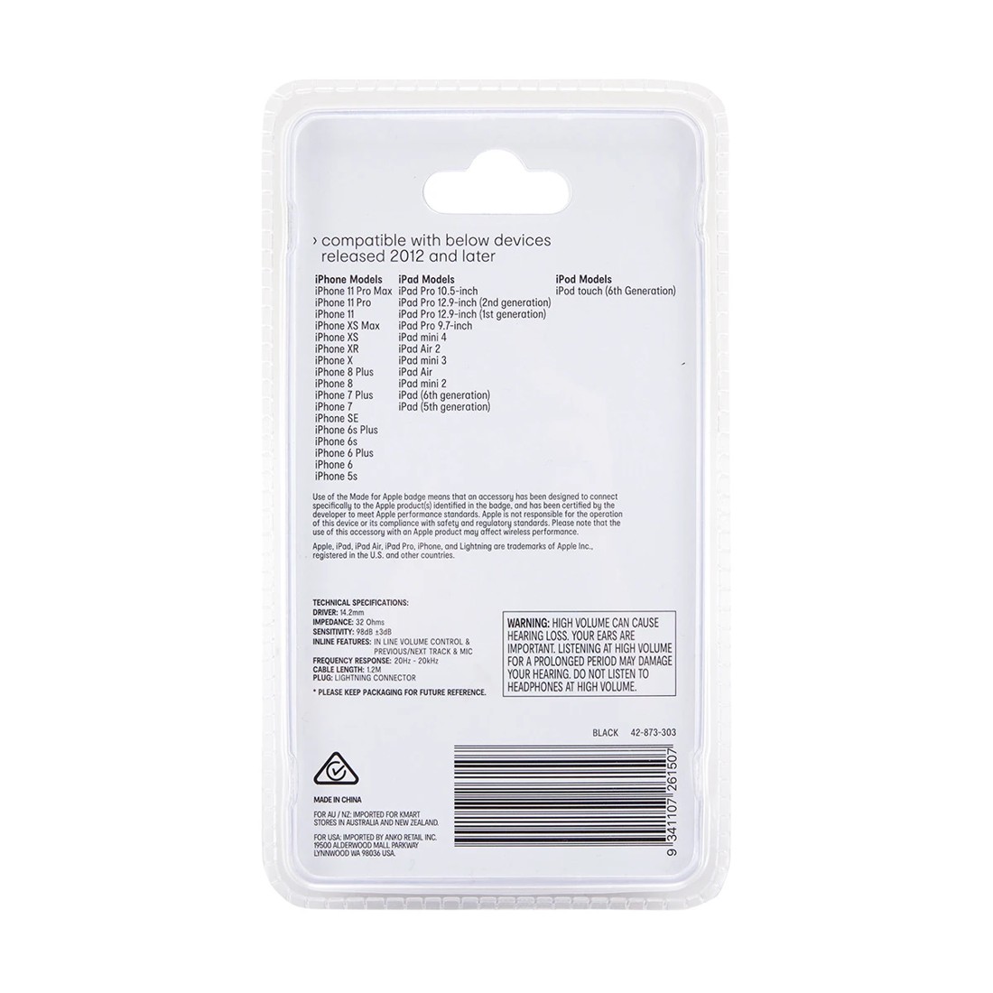 4 Classic Style Lightning Earphones - Black, 4 of 4