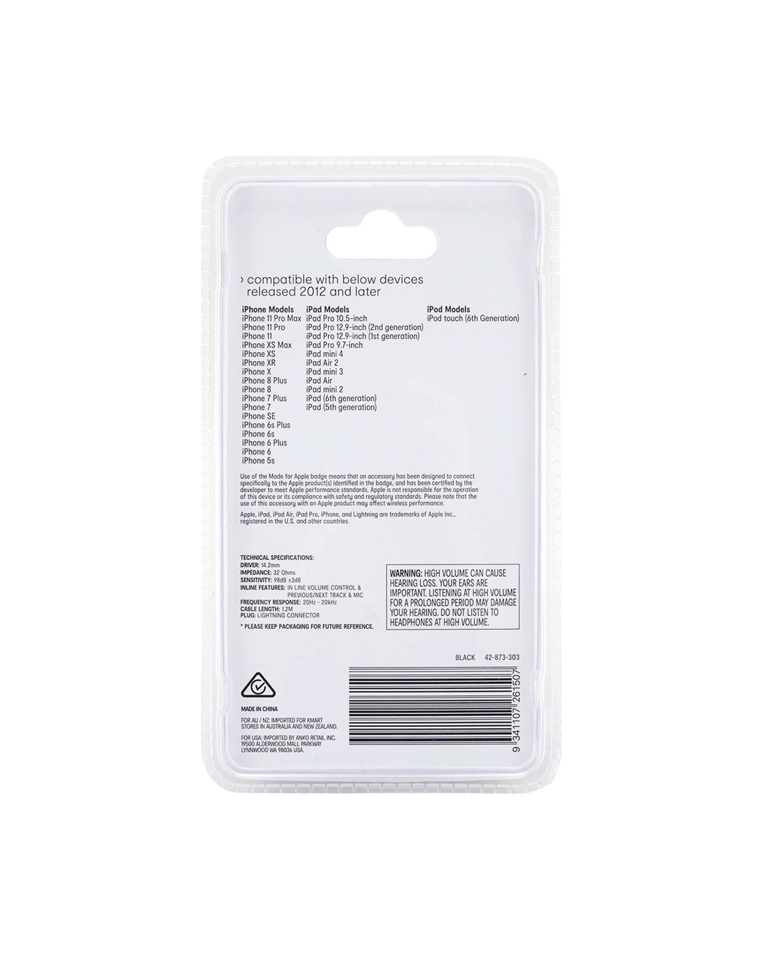 4 Classic Style Lightning Earphones - Black, 4 of 4