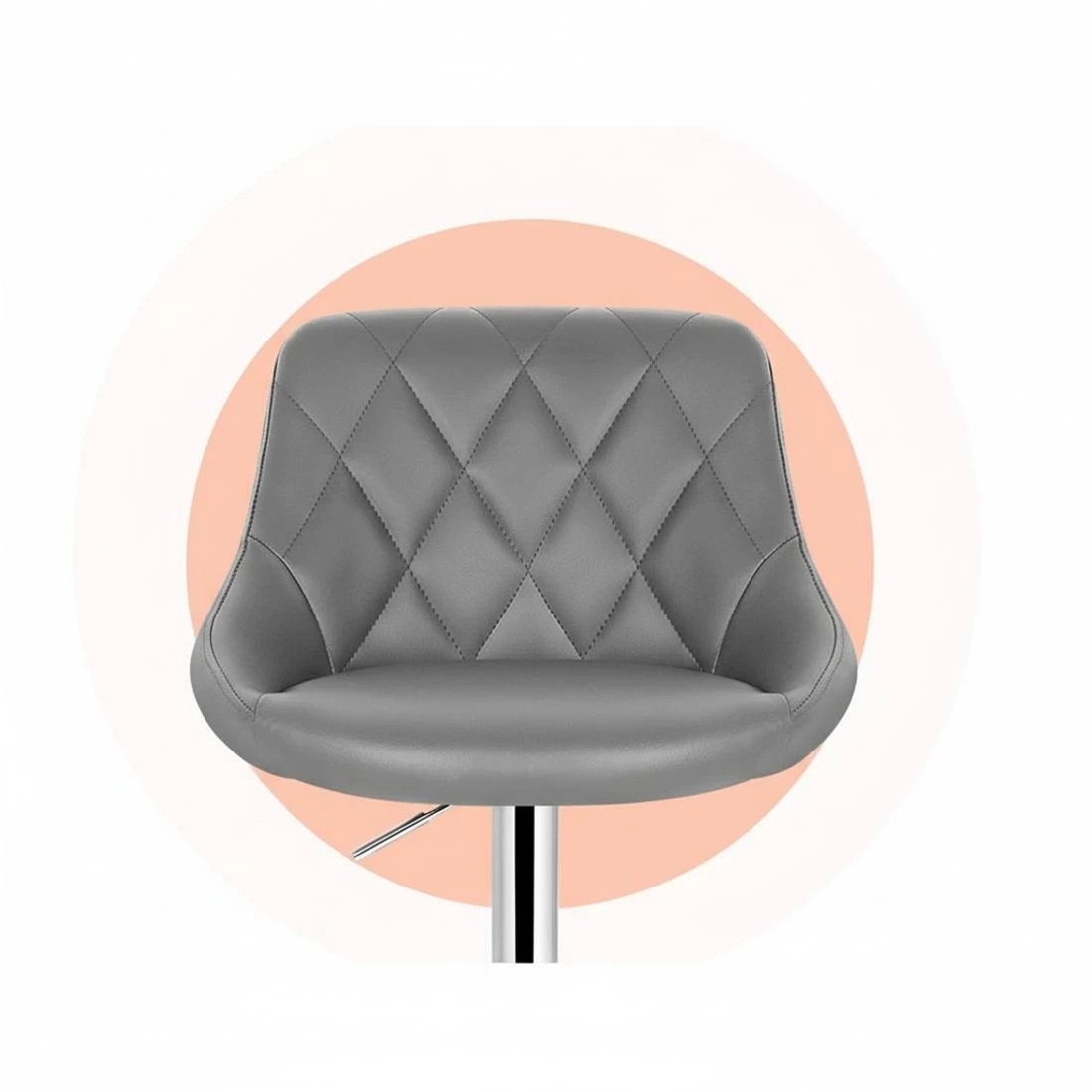 6 Artiss 4x Bar Stools Leather Padded Gas Lift - Grey, 6 of 6