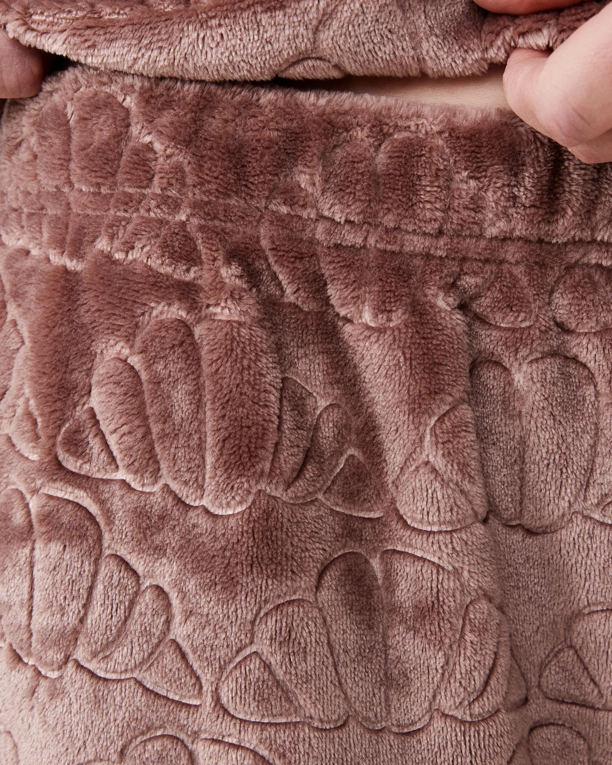 8 Quarter Zip Fleece Long Sleeve Top and Pants Pyjama Set Croissant, 8 of 8