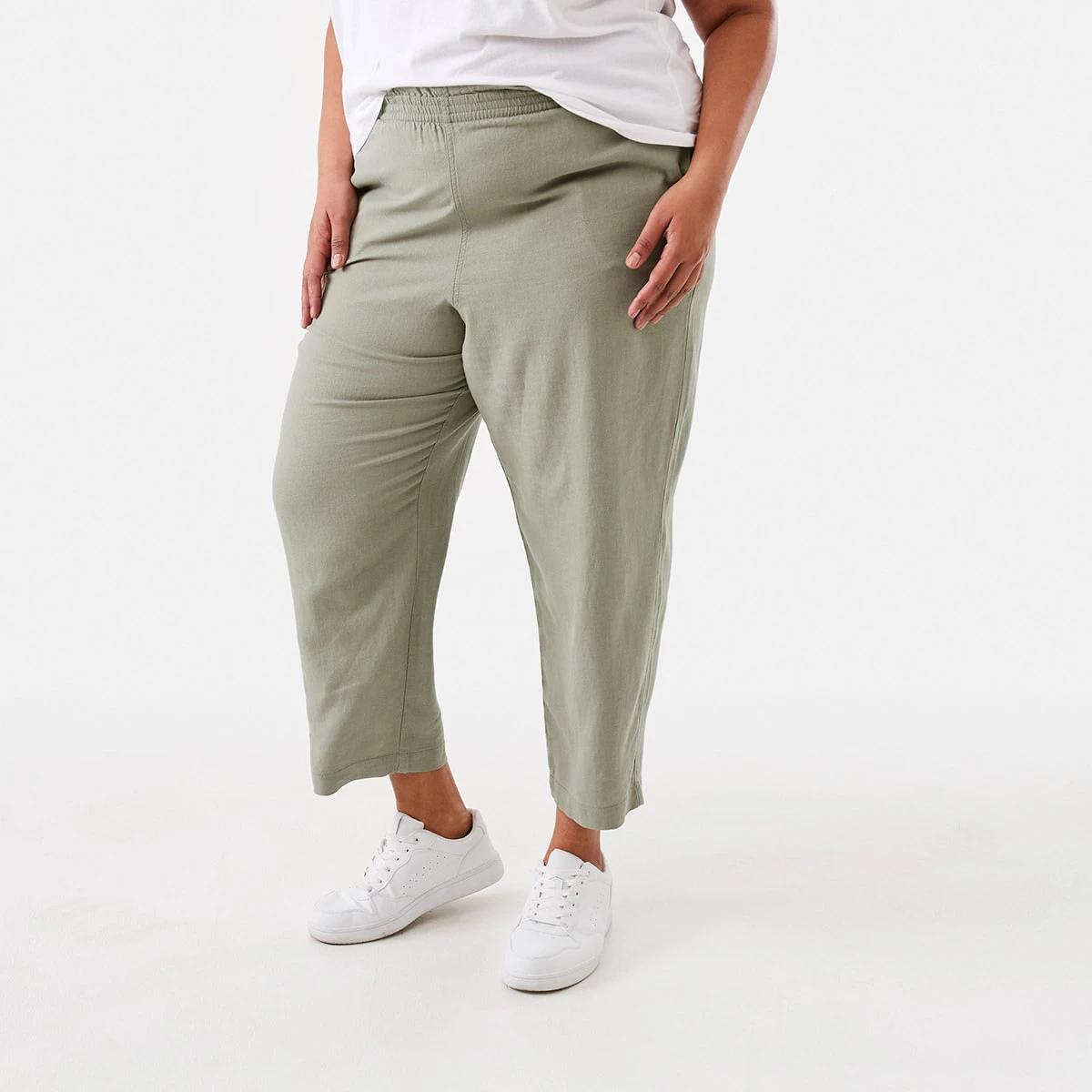 2 Curve Pull On Linen Blend Pants Soft Khaki, 2 of 5