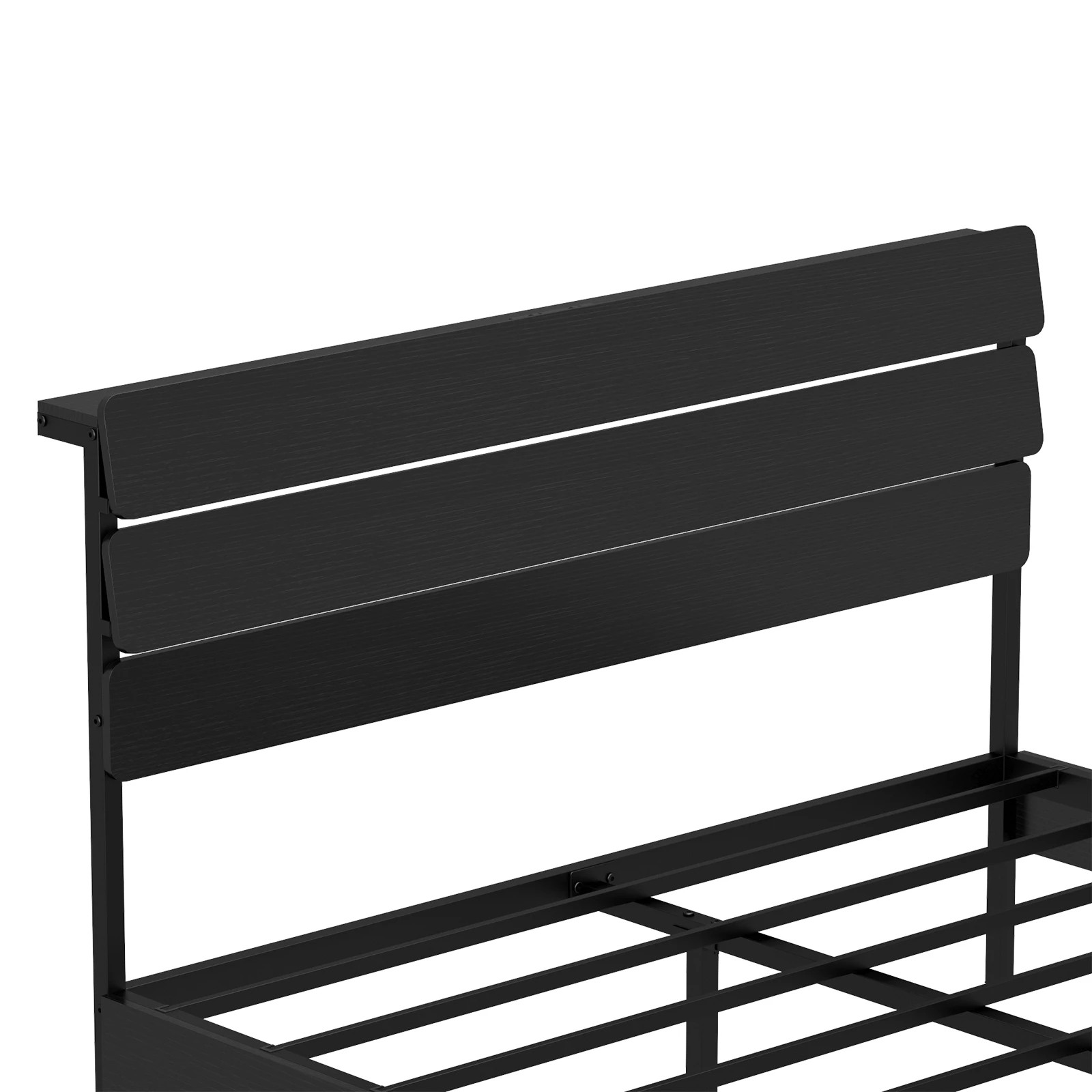 4 Advwin Double Size LED Floating Bed Frame with Tiered Storage Headboard Charging Station - Black, 4 of 8