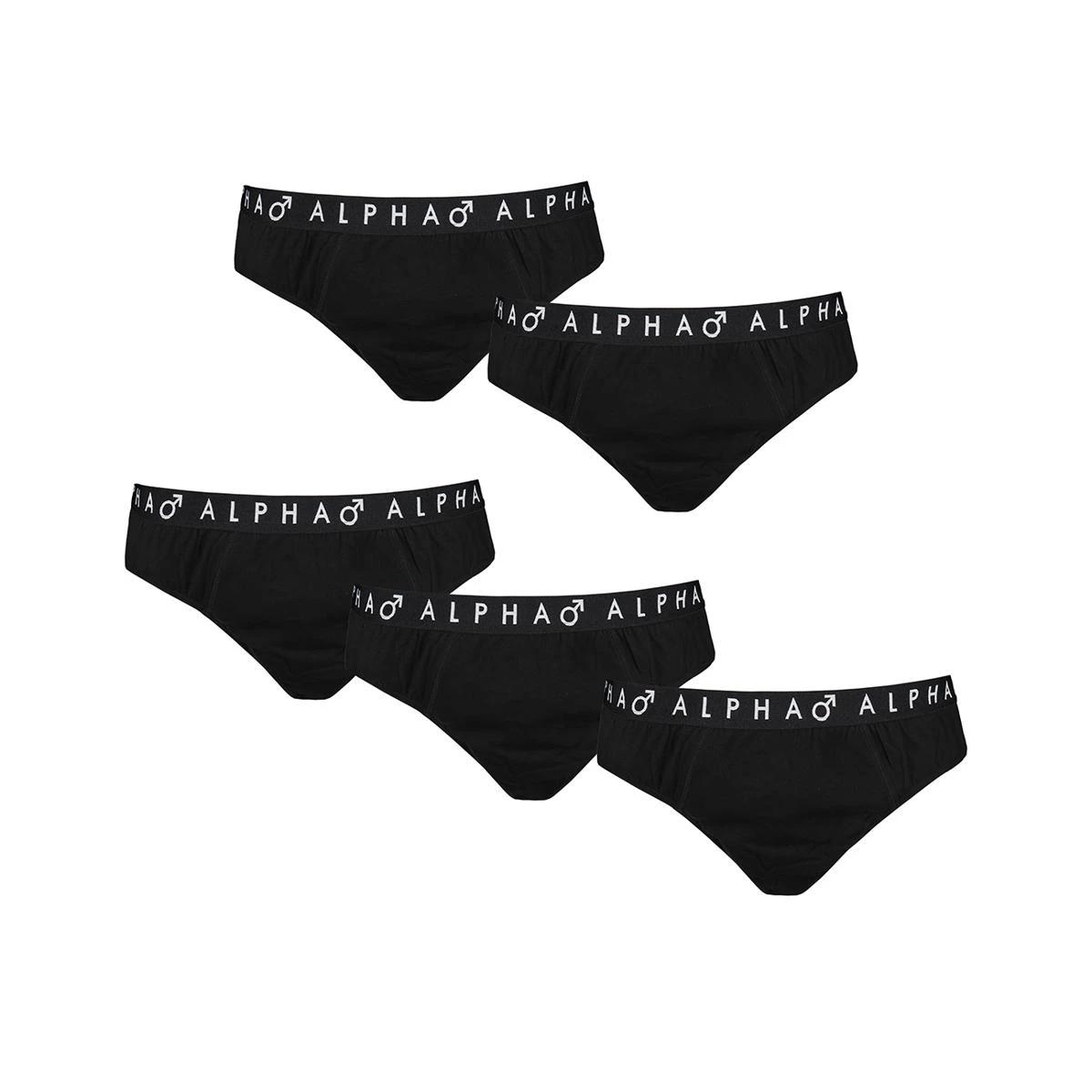 2 5 Pack Men's Larger Size Attached Elastic Waistband Briefs Extended Sizes Black, 2 of 5