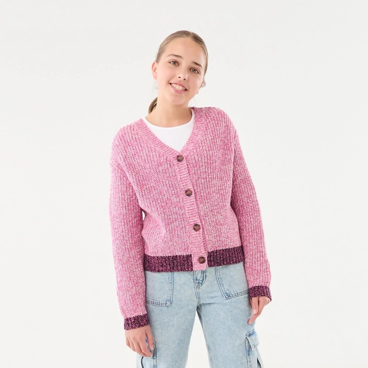 2 Button Through Cardigan Space Pink, 2 of 10