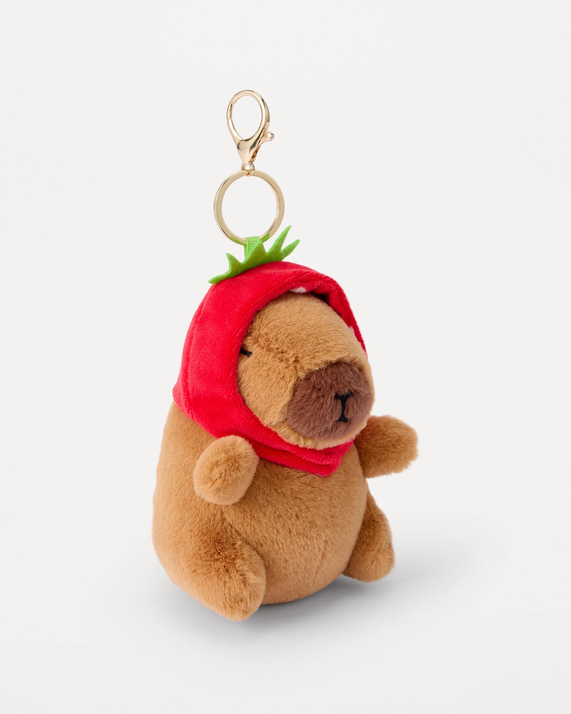 1 Fluffy Capybara Charm Keyring - Gold Tone and Brown Brown, 1 of 5