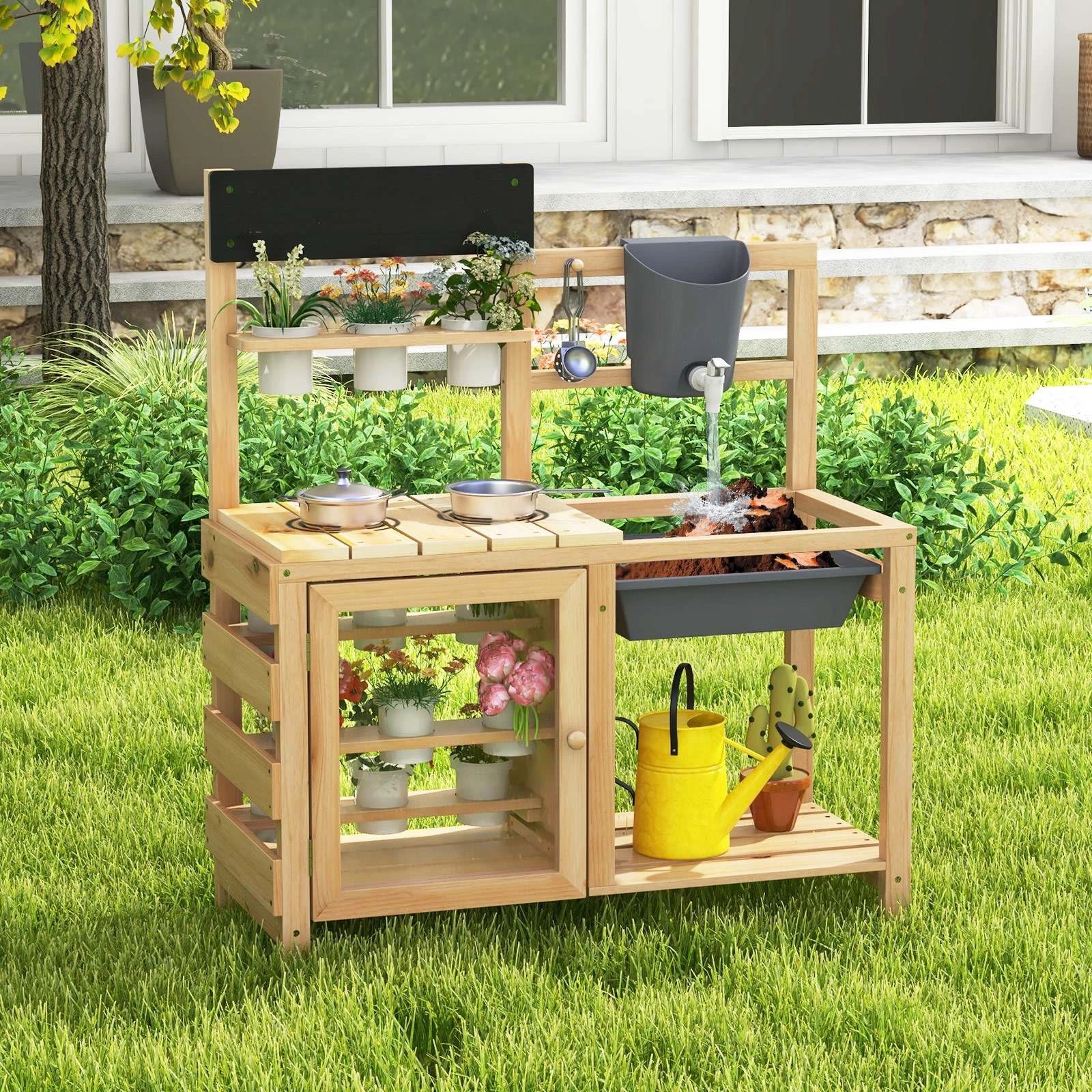 2 Costway Mud Kitchen Playset Pretend Play Cooking Toy, 2 of 6
