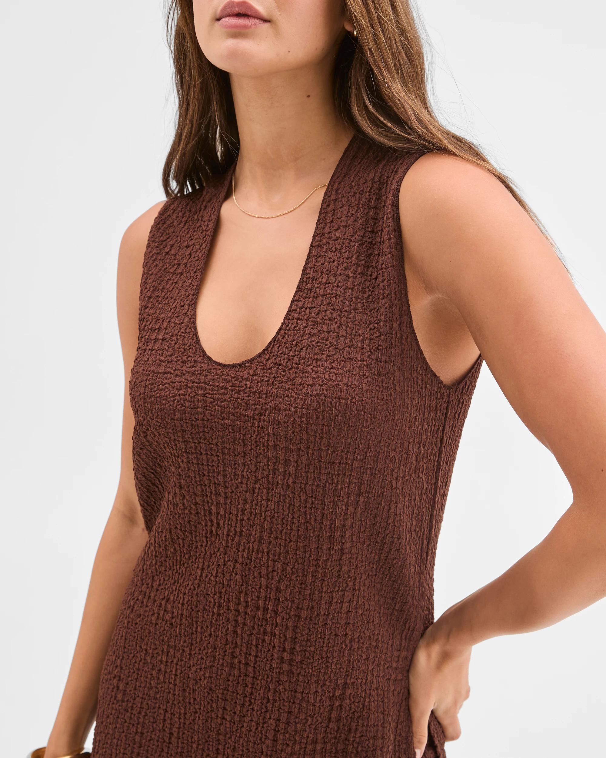 3 Lily Loves U-Neck Textured Tunic Top SHAVED CHOCOLATE, 3 of 6