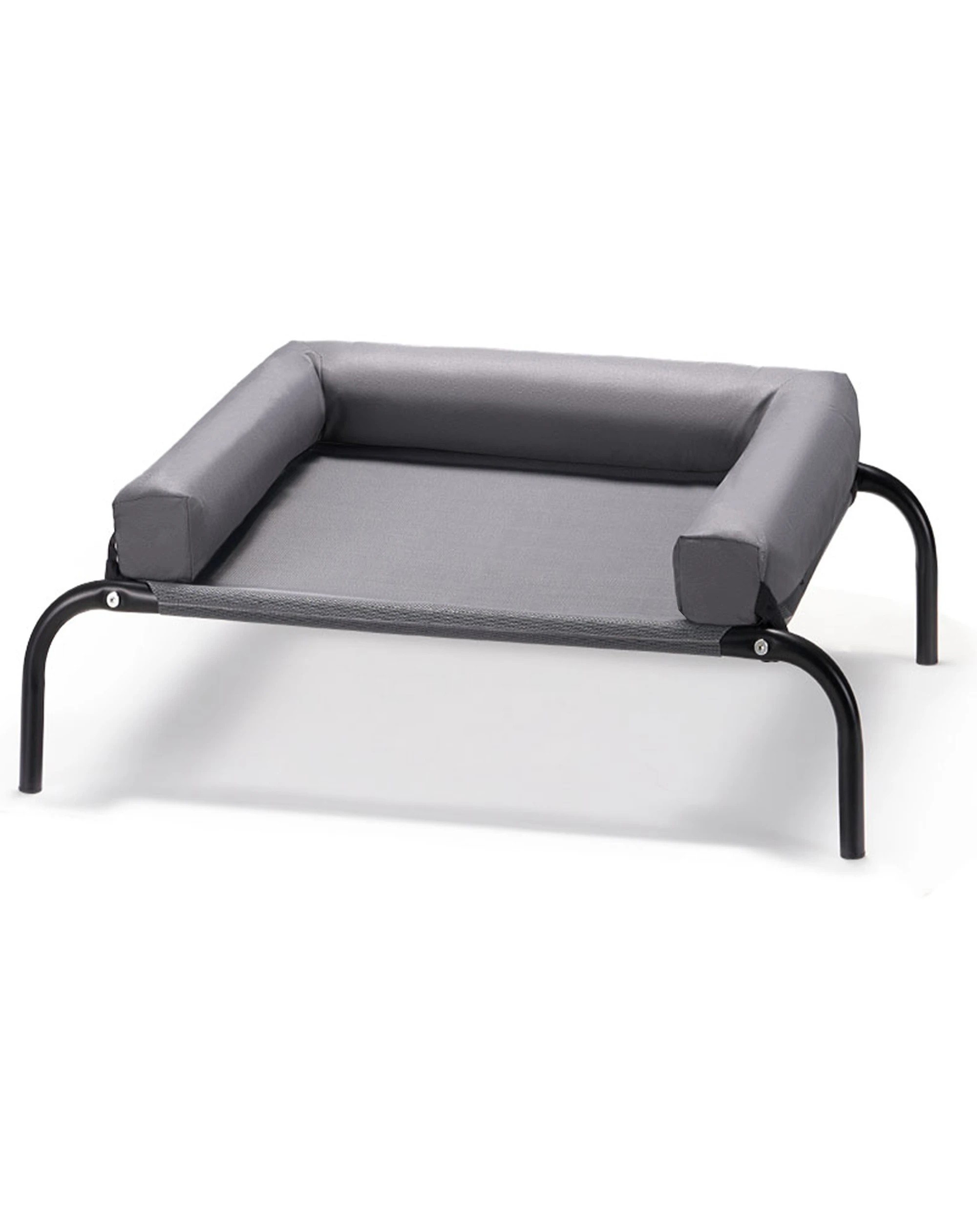 1 Petzly 64x88cm Elevated Trampoline Bolster Raised Pet Dog Bed Grey, 1 of 8