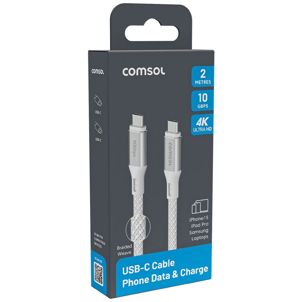 2 Comsol USB-C Cable 10Gbps 2m White, 2 of 4