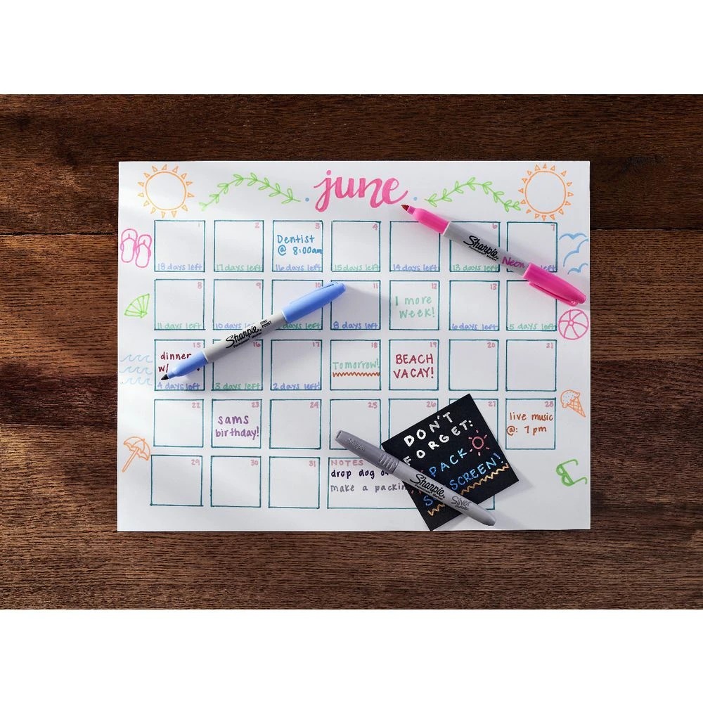 3 Sharpie Fine Permanent Markers Mixed Colours Assorted 24 Pack, 3 of 4