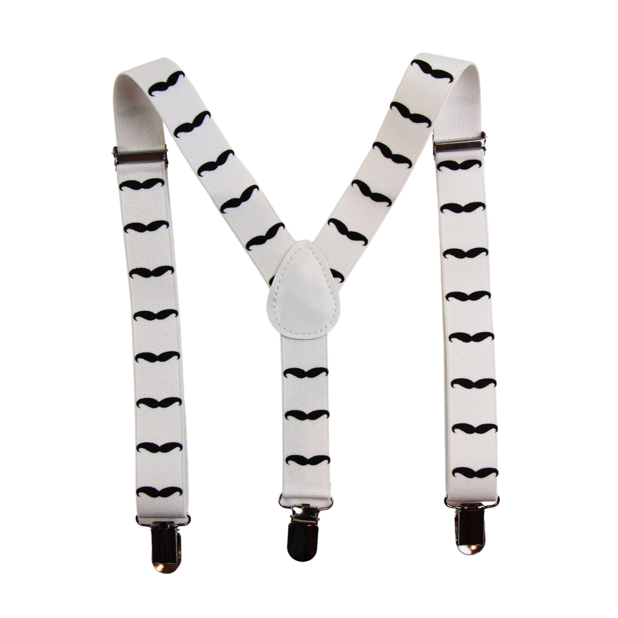 4 Zasel Boys Adjustable White With Black Moustaches Patterned Suspenders - Multi - Multi, 4 of 4