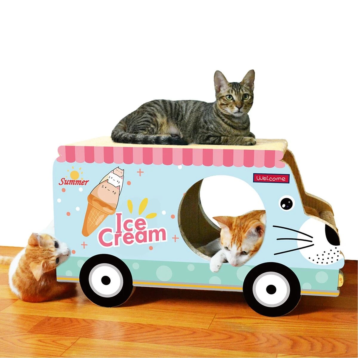 2 Pet Scene Cat Scratching Post Toy Bed Scratcher Corrugated Cardboard, 2 of 6