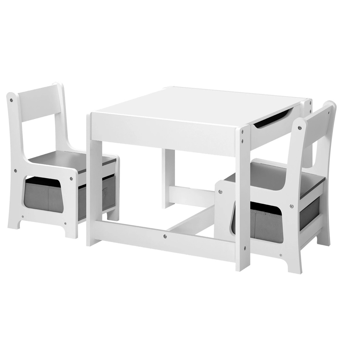 1 Oikiture Kids Table And Chairs Set Activity Play Study Desk W/ Toys Storage Box
 - Grey, 1 of 9
