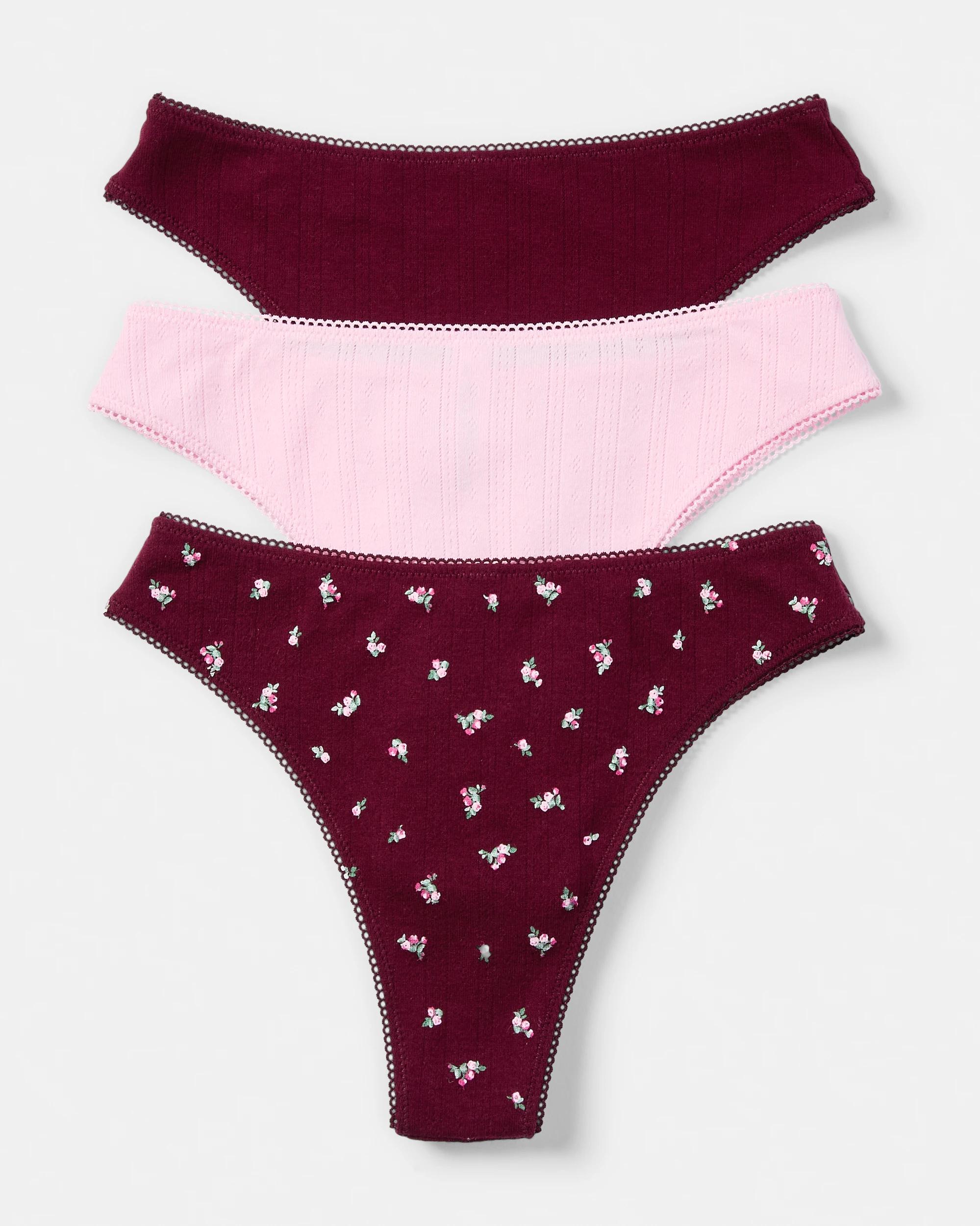 2 3 Pack Pointelle Cheeky Bikini Briefs Vlvt Ditsy, 2 of 10