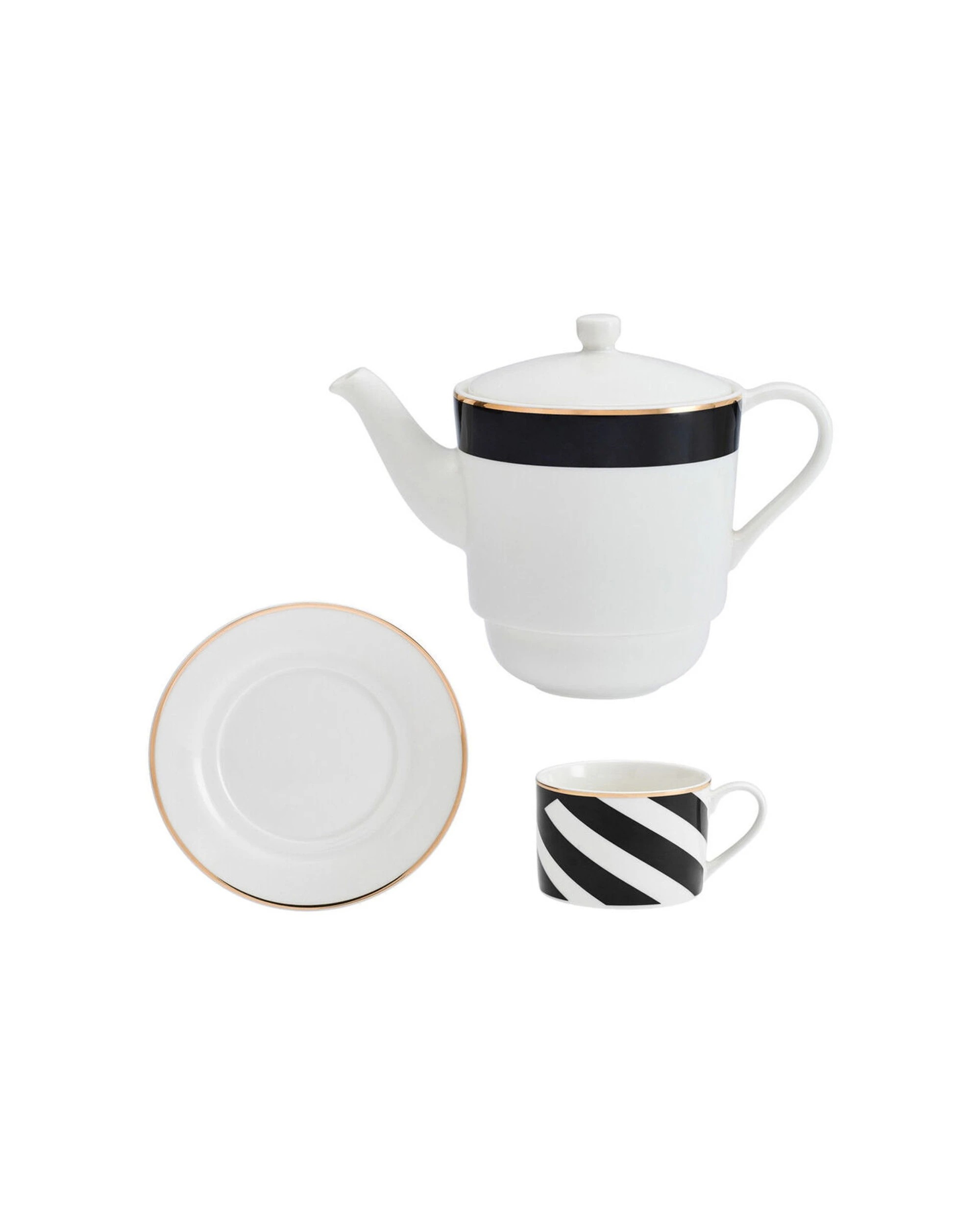 1 Mikasa 3pc Luxe Deco China Tea For One Set Fine China With Trim - Multi, 1 of 6