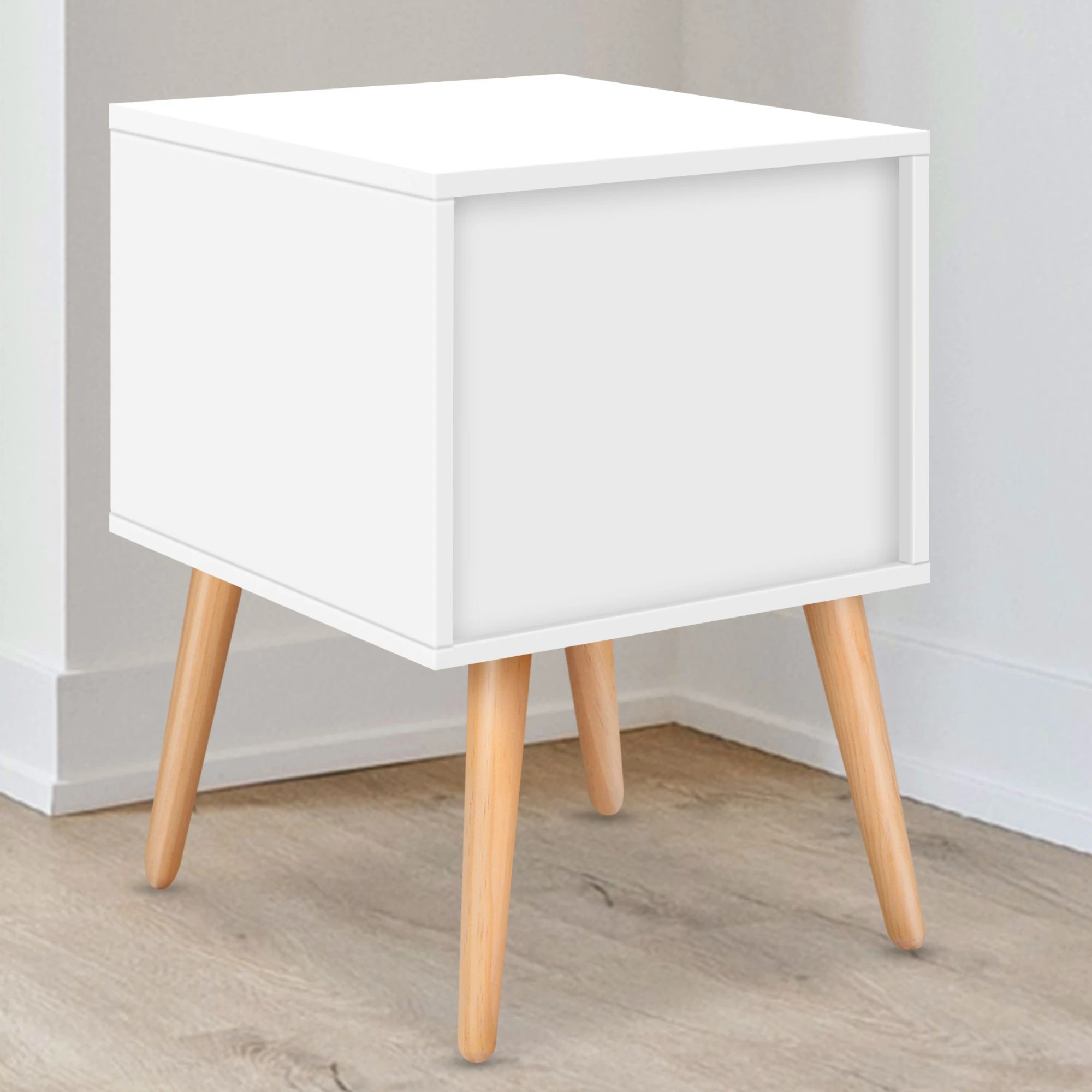 7 Alfordson Bedside Table Nightstand Side Storage Cabinet Scandinavian - White, 7 of 10