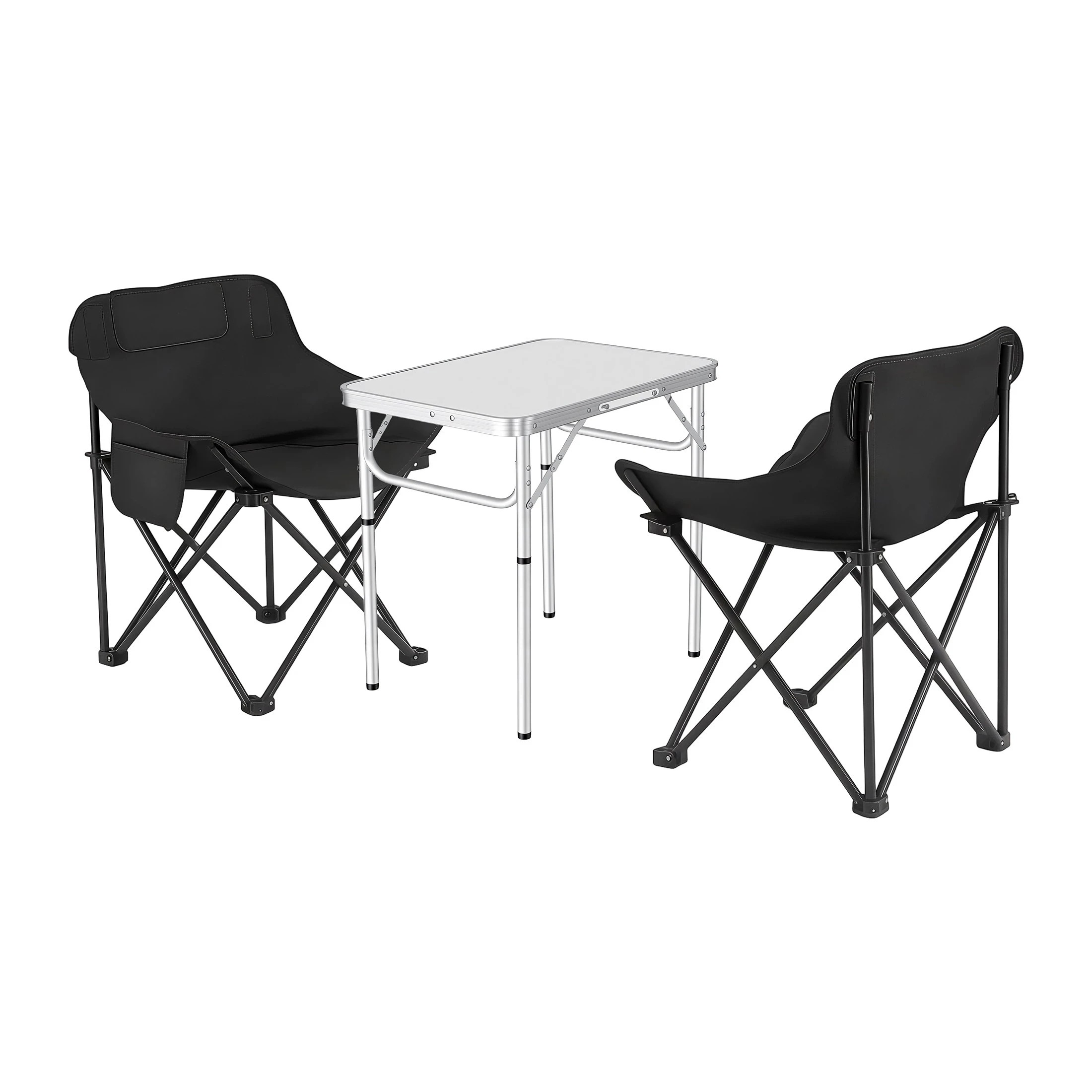 1 Weisshorn 3pc Camping Table Chair Set Outdoor Folding Aluminium Portable Picnic - Multi, 1 of 4