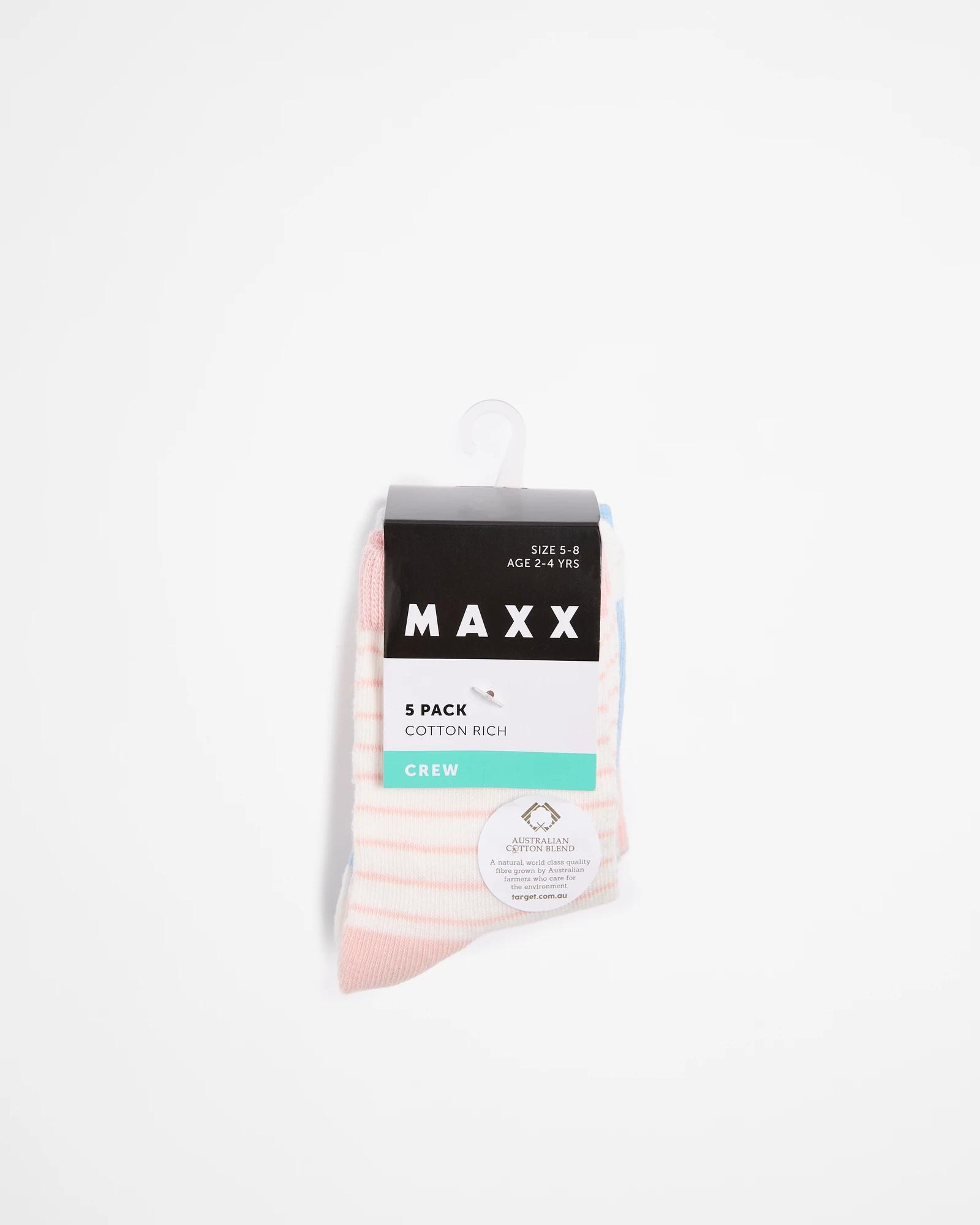 3 Kids Crew Cut Spot/ Stripe 5 Pack Socks - Maxx SPOT STRIPES PINK/BLUE, 3 of 3