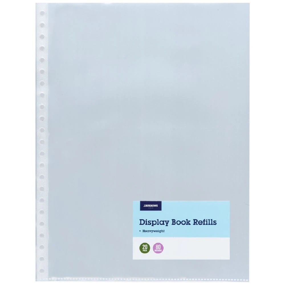 1 J.Burrows A4 Display Book Refills 80 µm 20 Pockets, 1 of 2