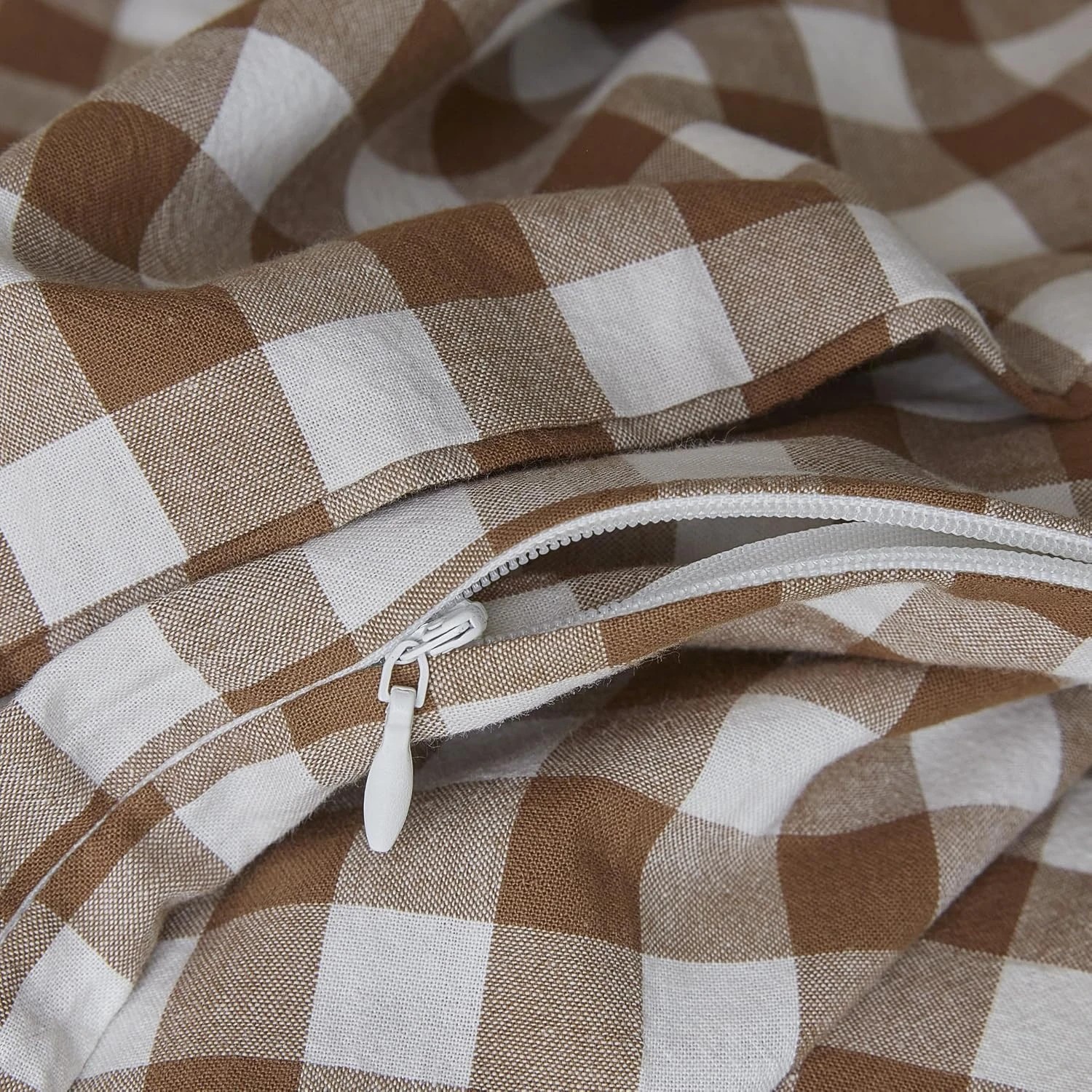 5 Gioia Casa Yarn-Dyed Vintage Washed Cotton Quilt Cover Set - Double Bed - Brown, 5 of 6