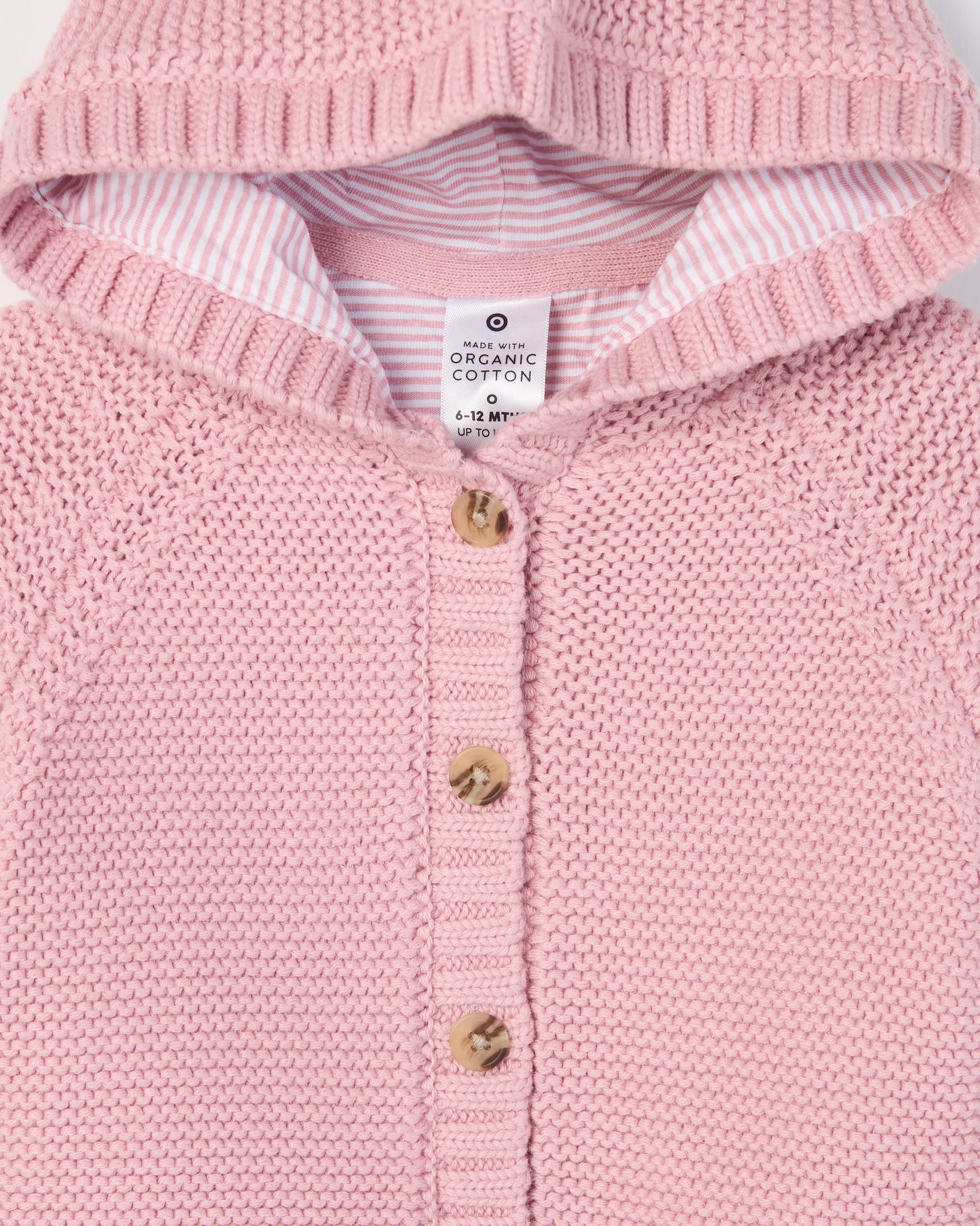 5 Target Baby Baby Organic Cotton Hooded Knit Cardigan BLEACHED MAUVE, 5 of 5