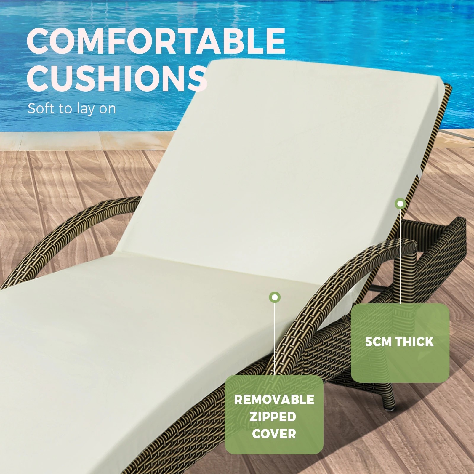 7 Livsip Sun Lounge Wicker Lounger Outdoor Furniture Beach Chair Patio
 - Grey, 7 of 9