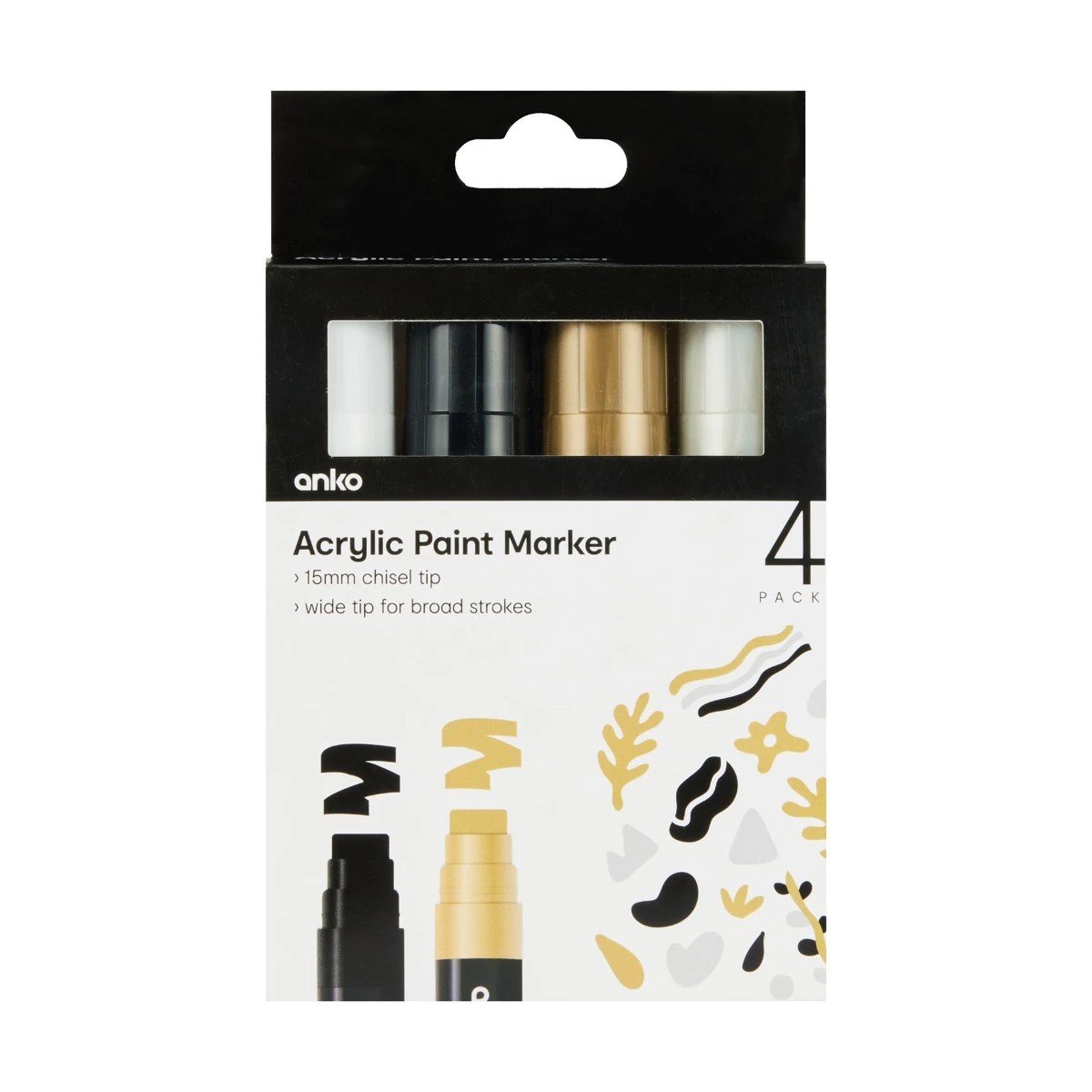 1 4 Pack Acrylic Paint Markers - Black and White, 1 of 4