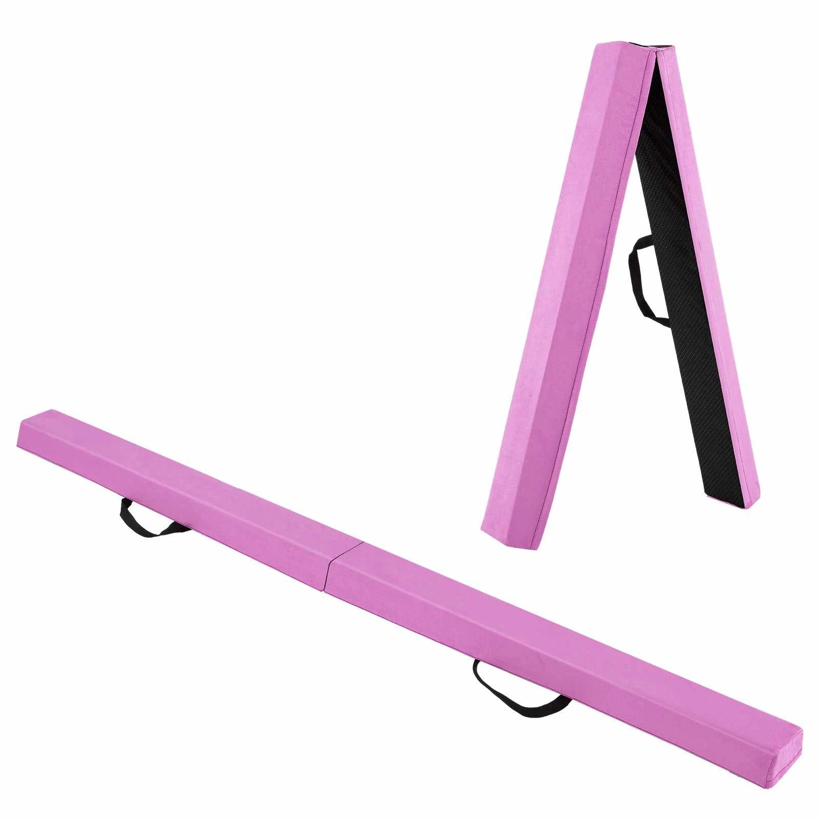 1 Costway 2.1M Folding Balance Beam Portable Floor Gymnastics Beam w/Handle - Purple, 1 of 4