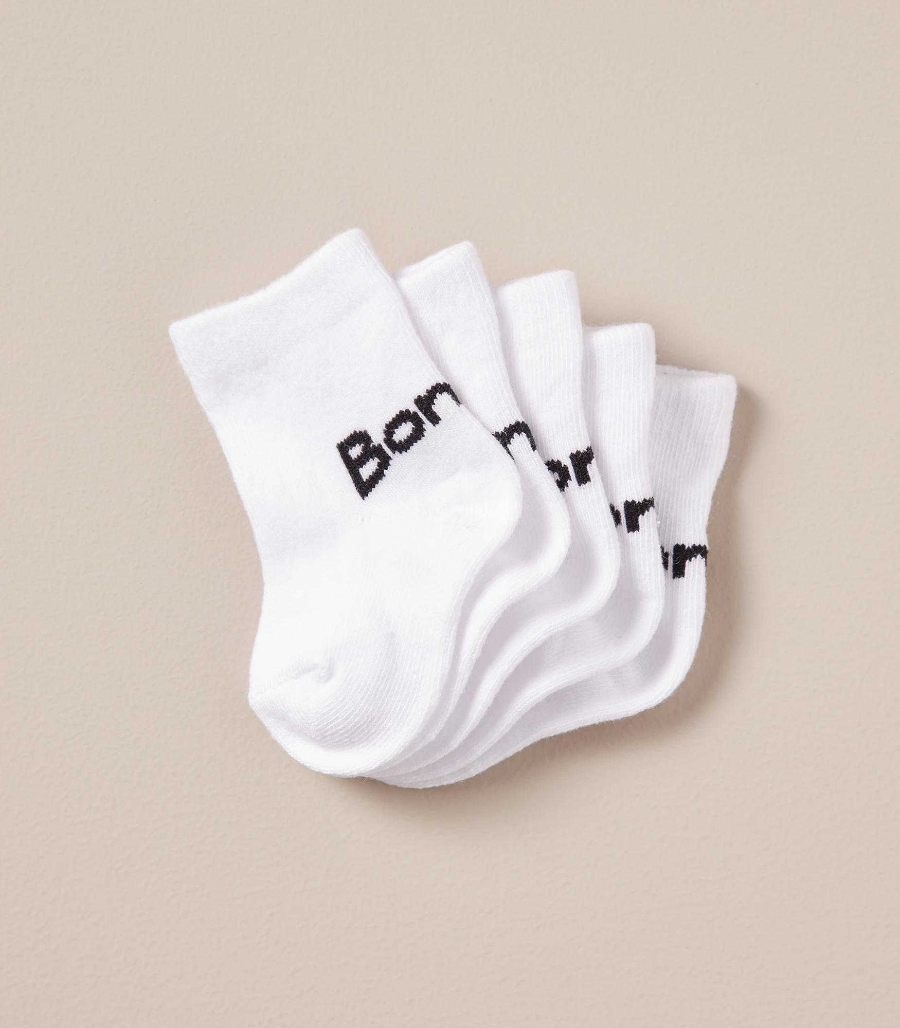 1 5 Pack Bonds Baby 1/4 Crew Socks WHITE, 1 of 3