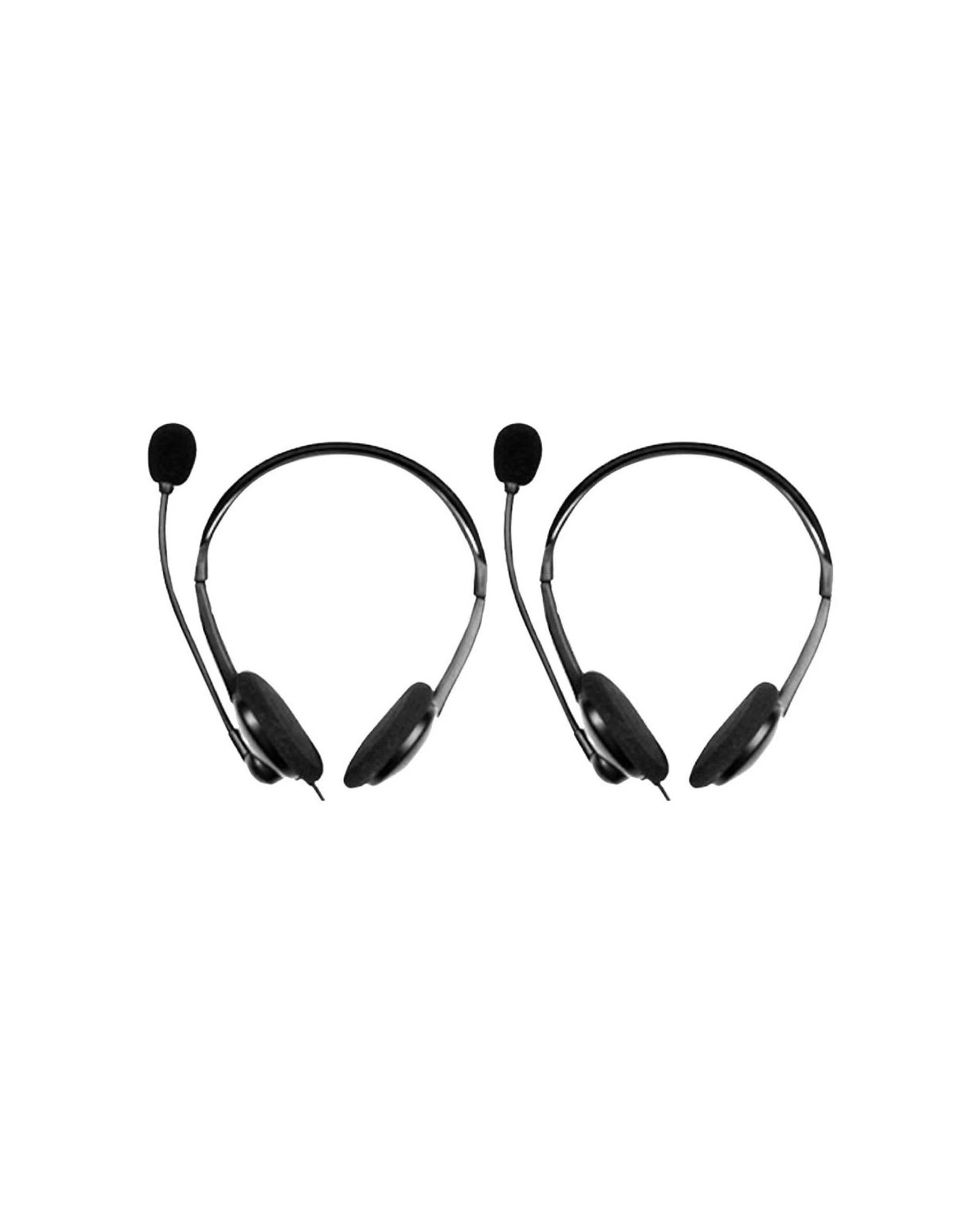 1 Sansai 2PK Stereo 3.5mm Headset Headphones with Microphone for Computer PC - Black, 1 of 4