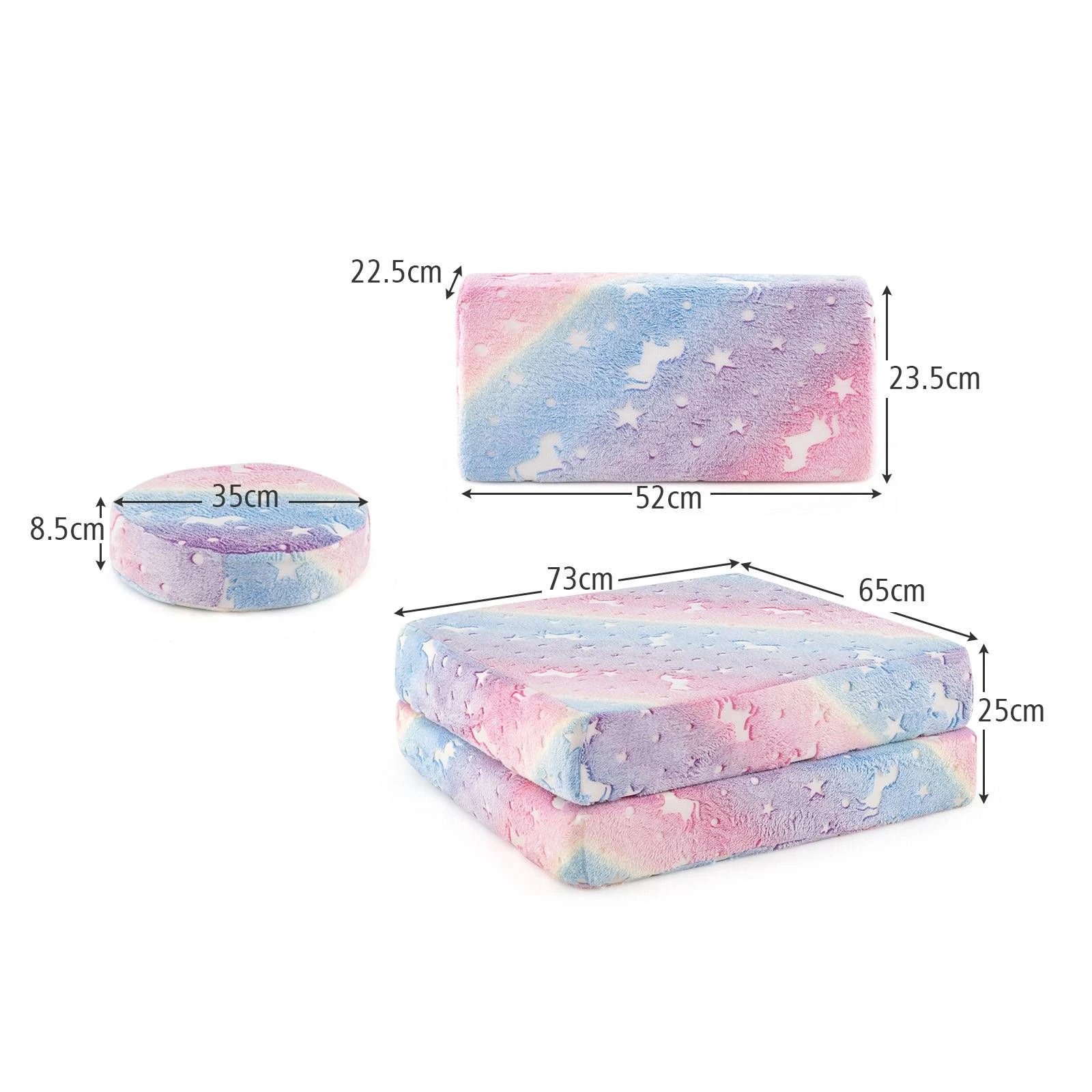 2 Costway 8PCS Modular Play Couch Set Glow in the Dark Fold Out Sofa - Multi, 2 of 3