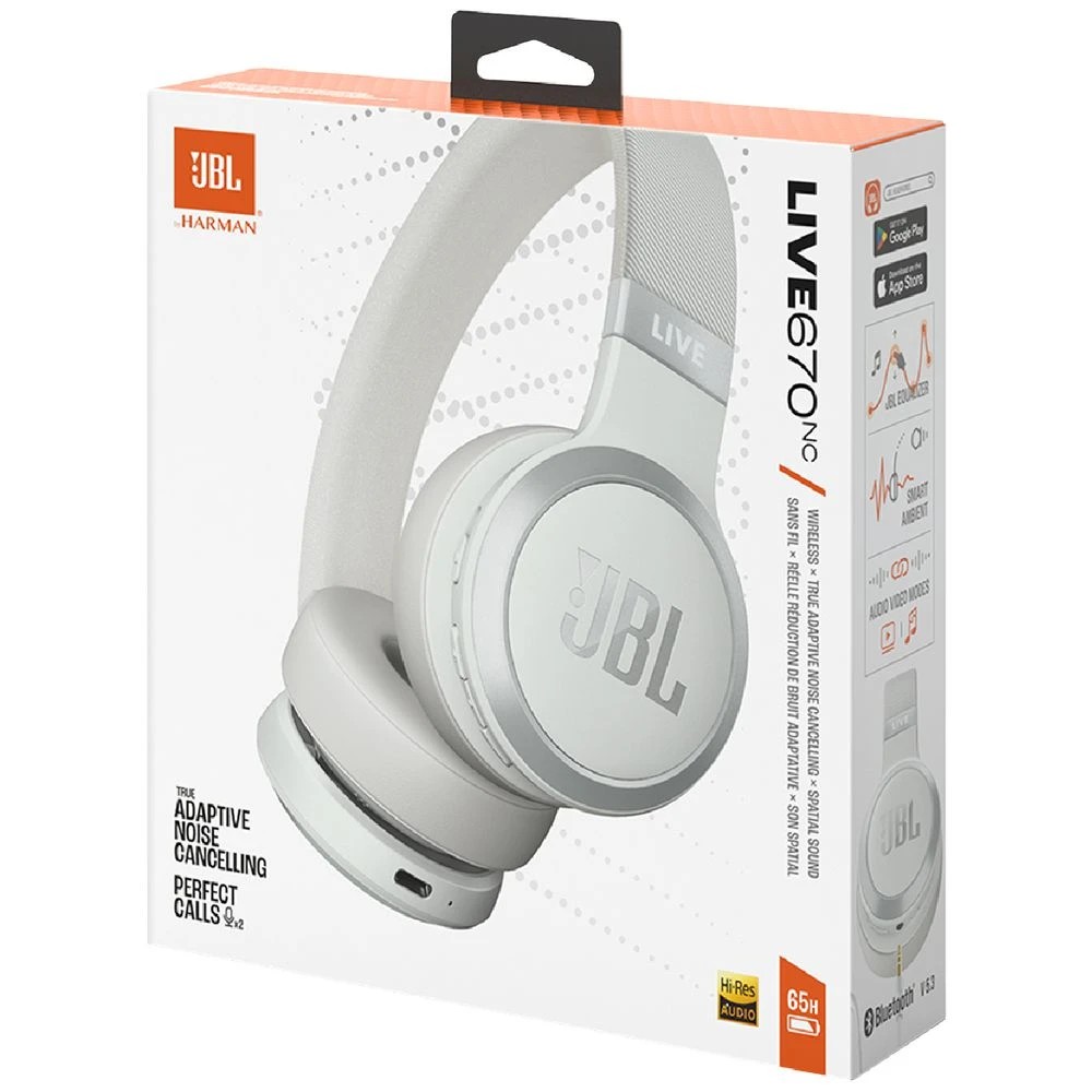 9 JBL Live 670 Wireless On-Ear Headphones White, 9 of 10