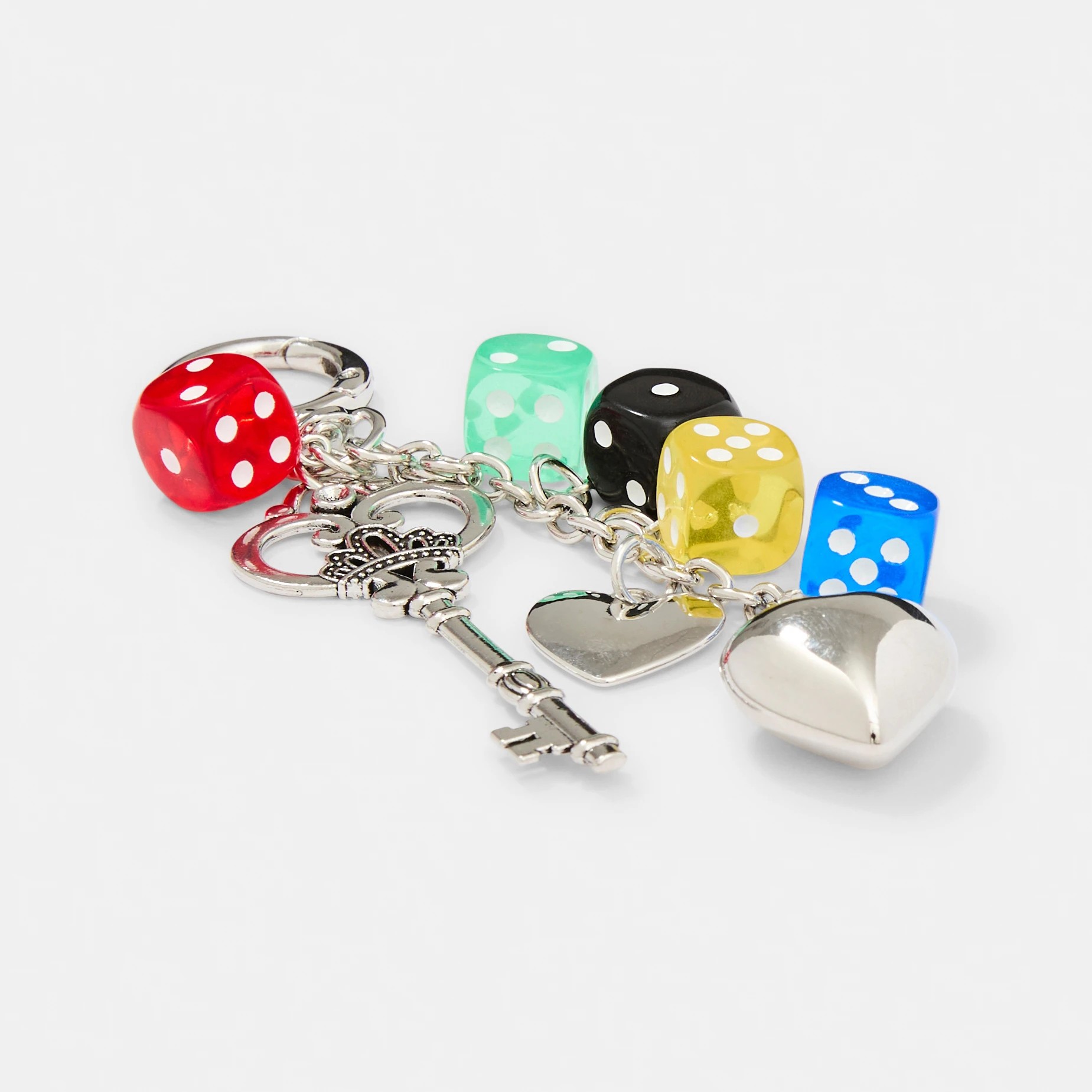 2 Dice Bag Charm Keyring - Silver Tone, 2 of 3