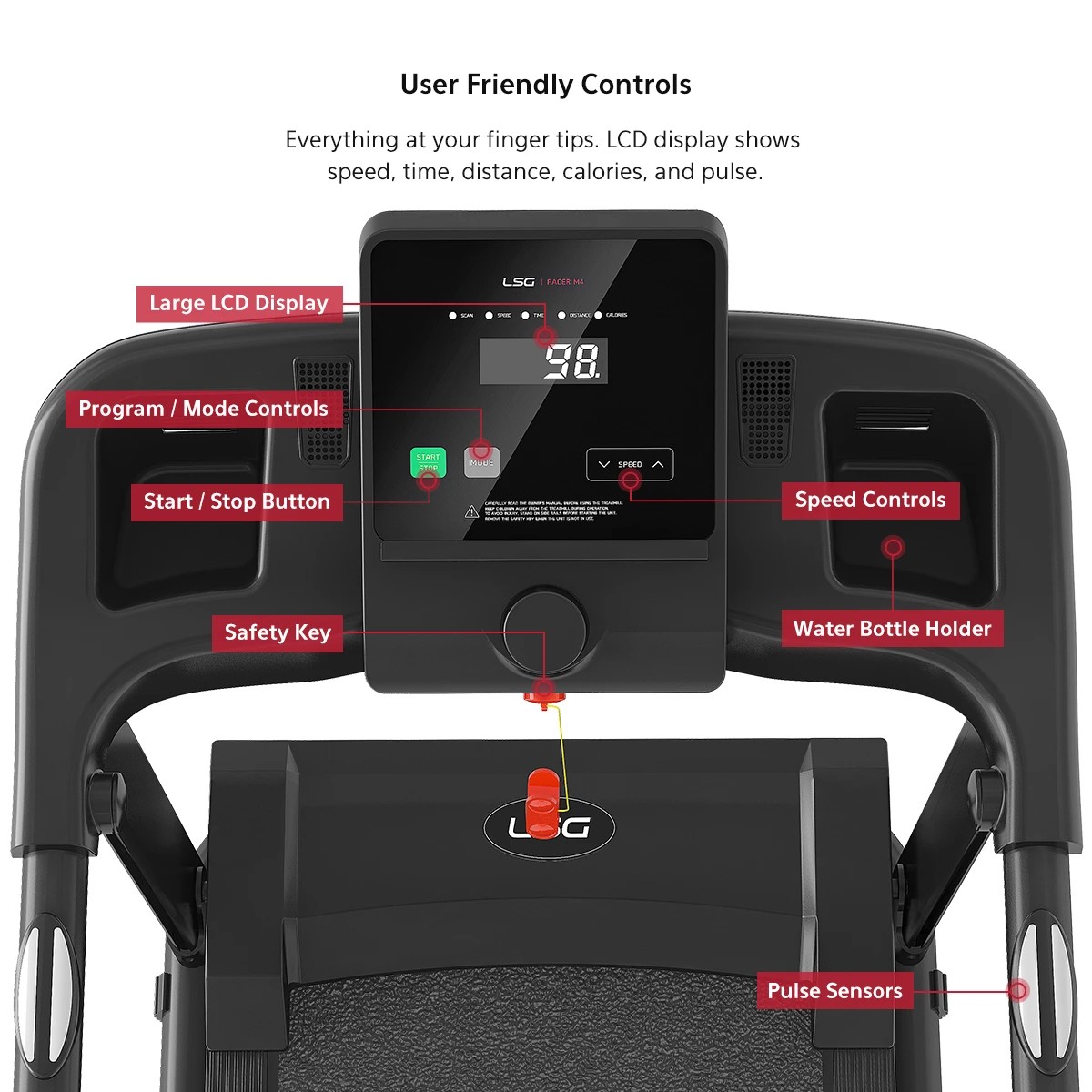 5 LSG Pacer M4 Treadmill - Black, 5 of 10