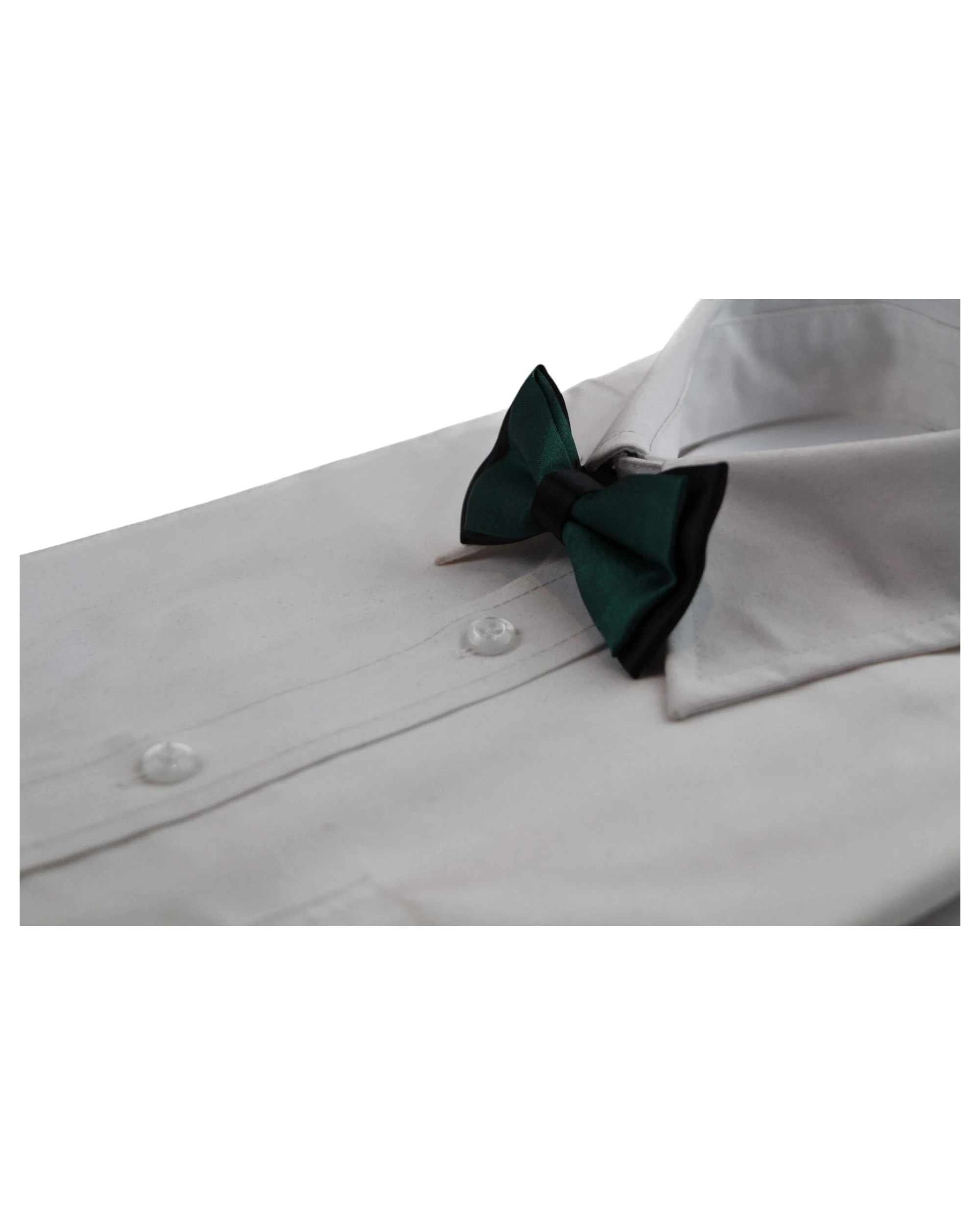 1 Zasel Boys Bottle Green Two Tone Layer Bow Tie - Multi - Multi, 1 of 4